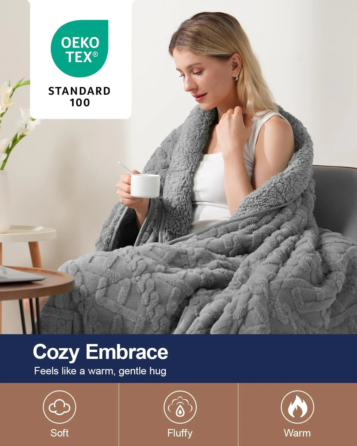 Sherpa Fleece Weighted Blanket 15 lbs 60"x 80"