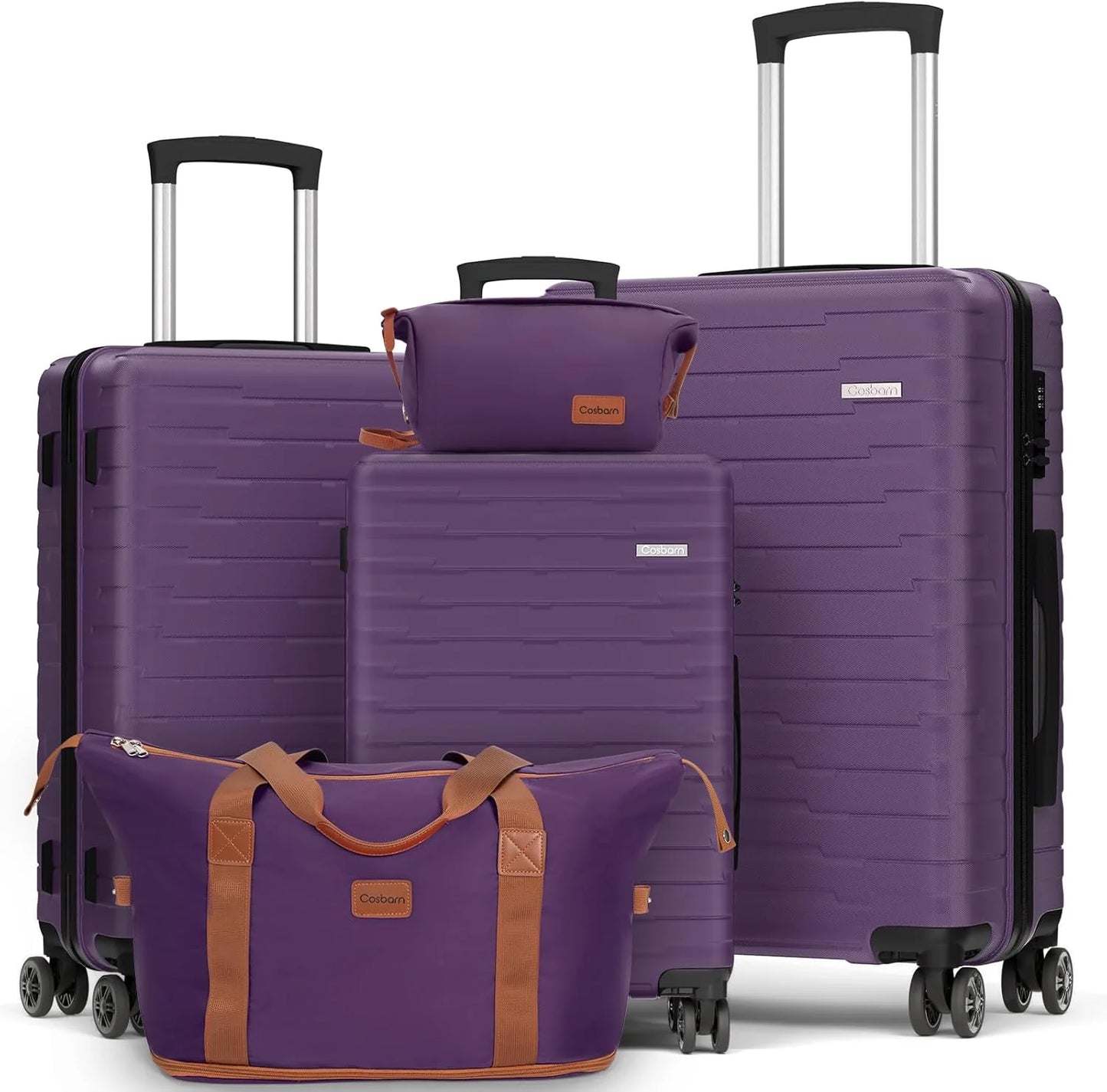 5-piece luggage set with wheels, ABS hardshell suitcase with spinner wheels