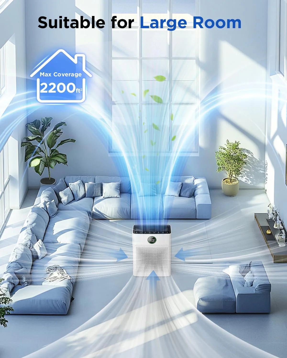 Air Purifiers for Home Large Room up to 2200sq.ft, MOOKA Air purifier for Home Pets with Washable Filter