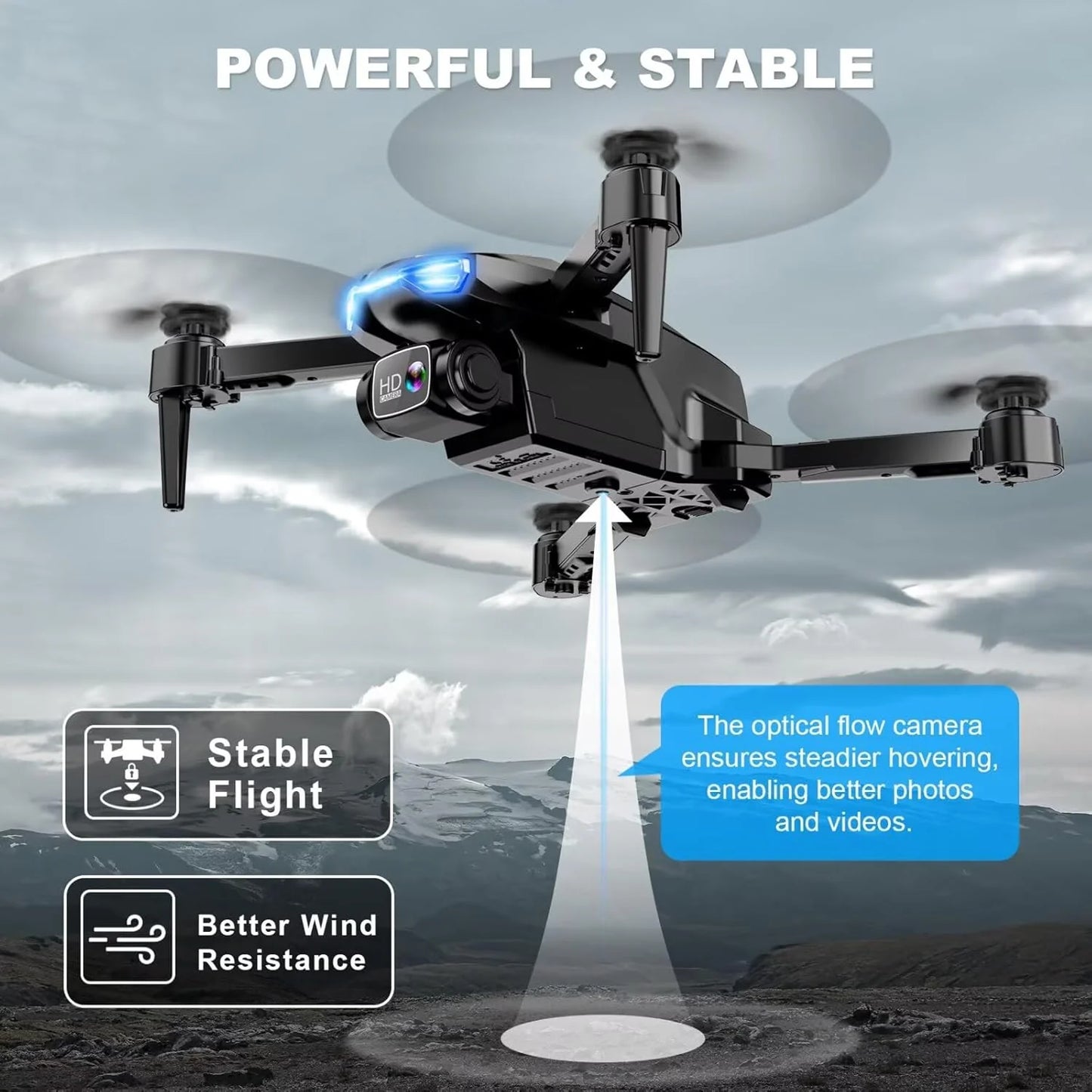 2K HD FPV Drone for Adults with Camera - Altitude Hold Foldable and Portable