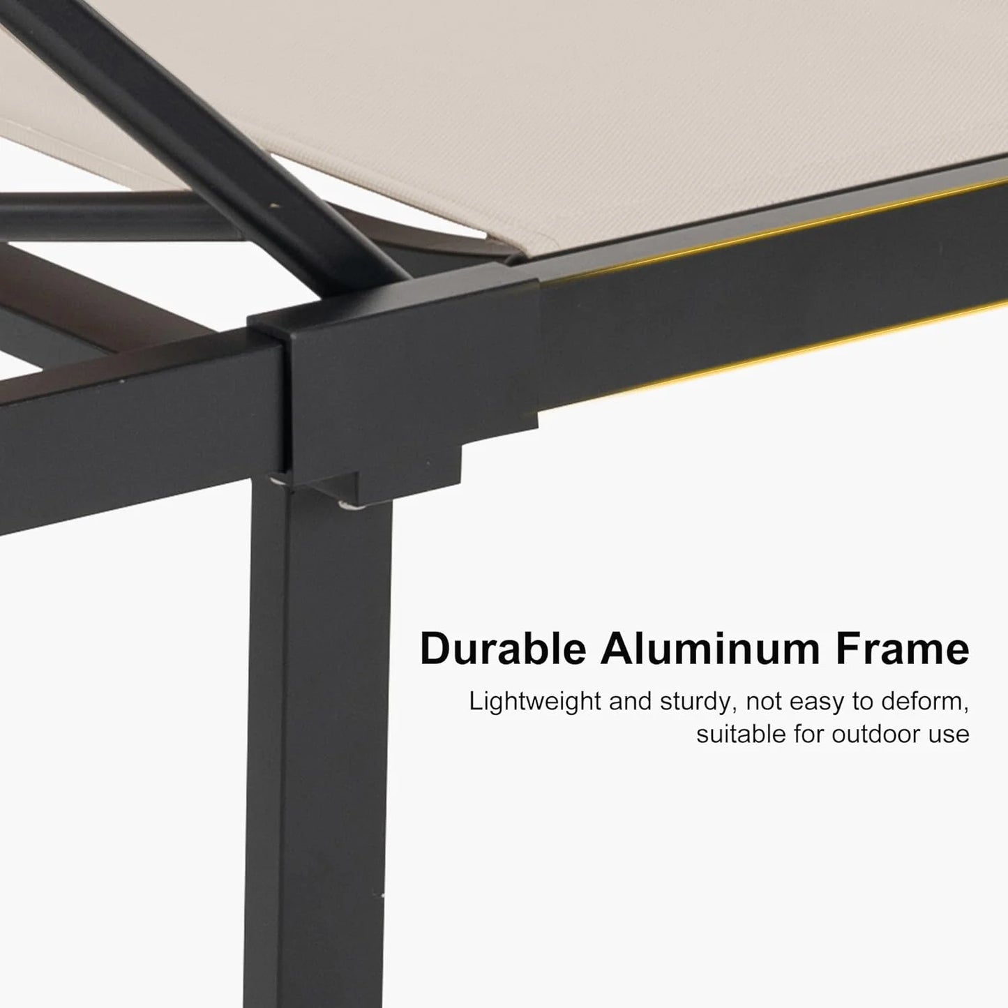 PURPLE LEAF Patio Tanning Lounge Chair Set with Face Down Hole Outdoor Aluminum Adjustable Reclining Chairs Wheels Pillows and Table for Poolside Beach Sunbathing Lounger, Beige