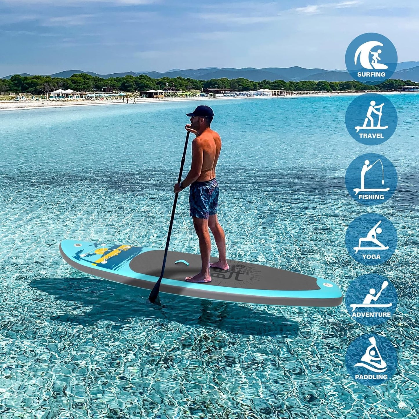 FunWater Inflatable Stand Up Paddle Board with Premium SUP Paddle Accessories, Non-Slip EVA Deck, 11'/10'6' Paddle