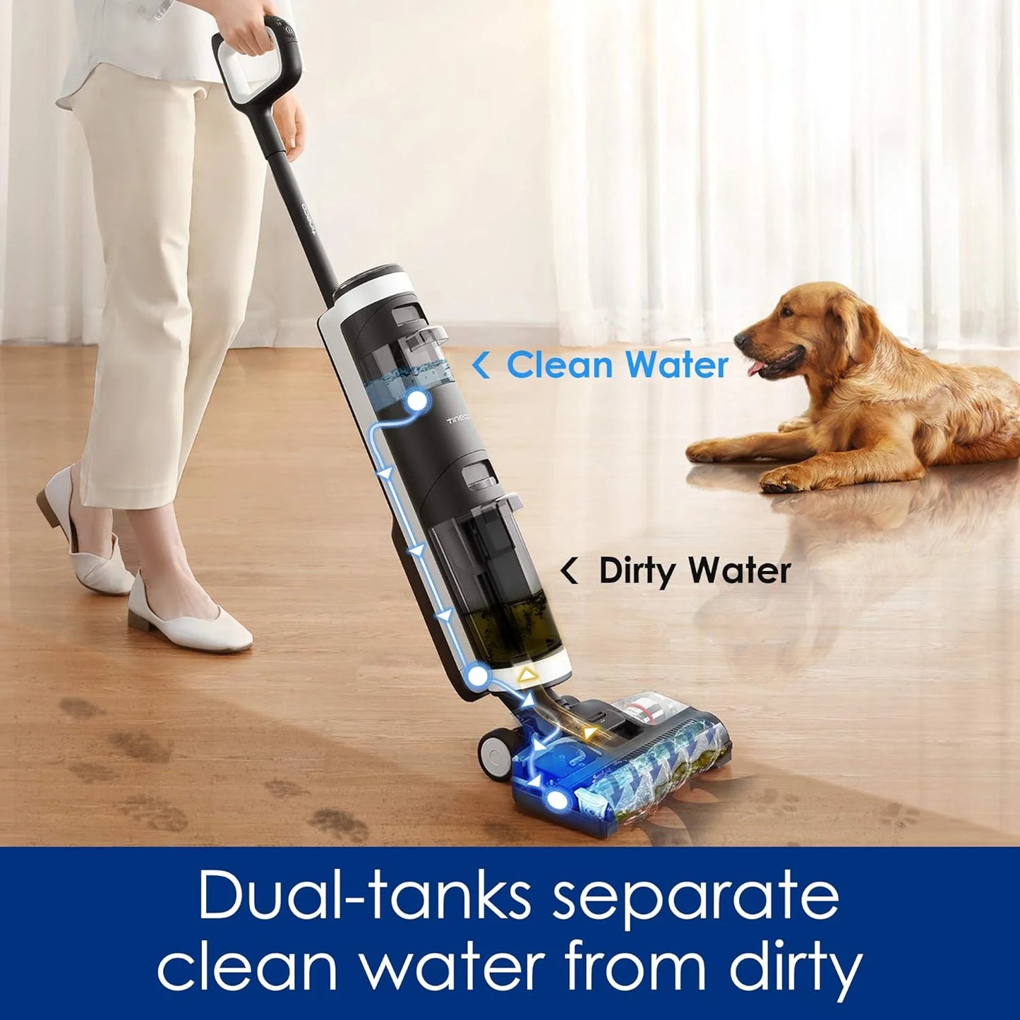 Wet Dry Vacuum Cordless Floor Cleaner and Mop One-Step Cleaning for Hard Floors