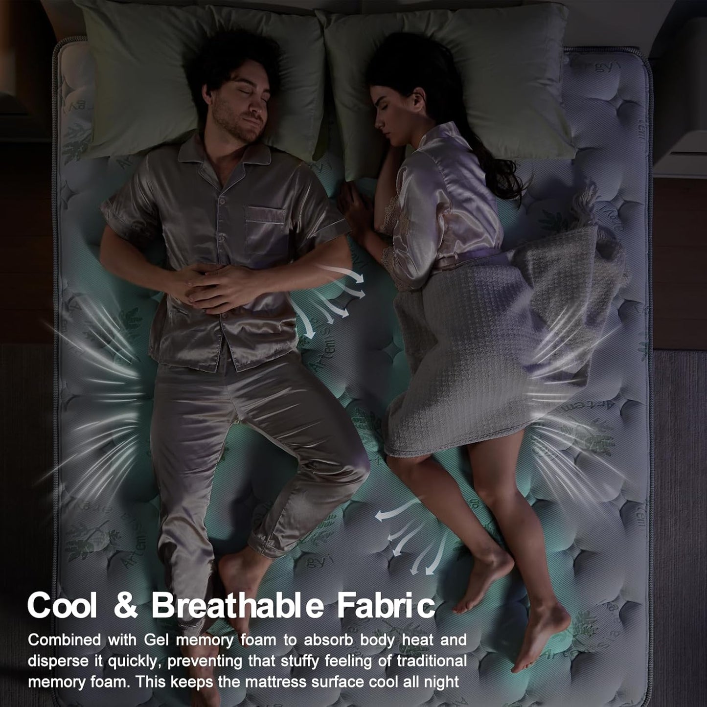 12-inch queen-size mattress, medium-firm memory foam hybrid mattress with pocket springs