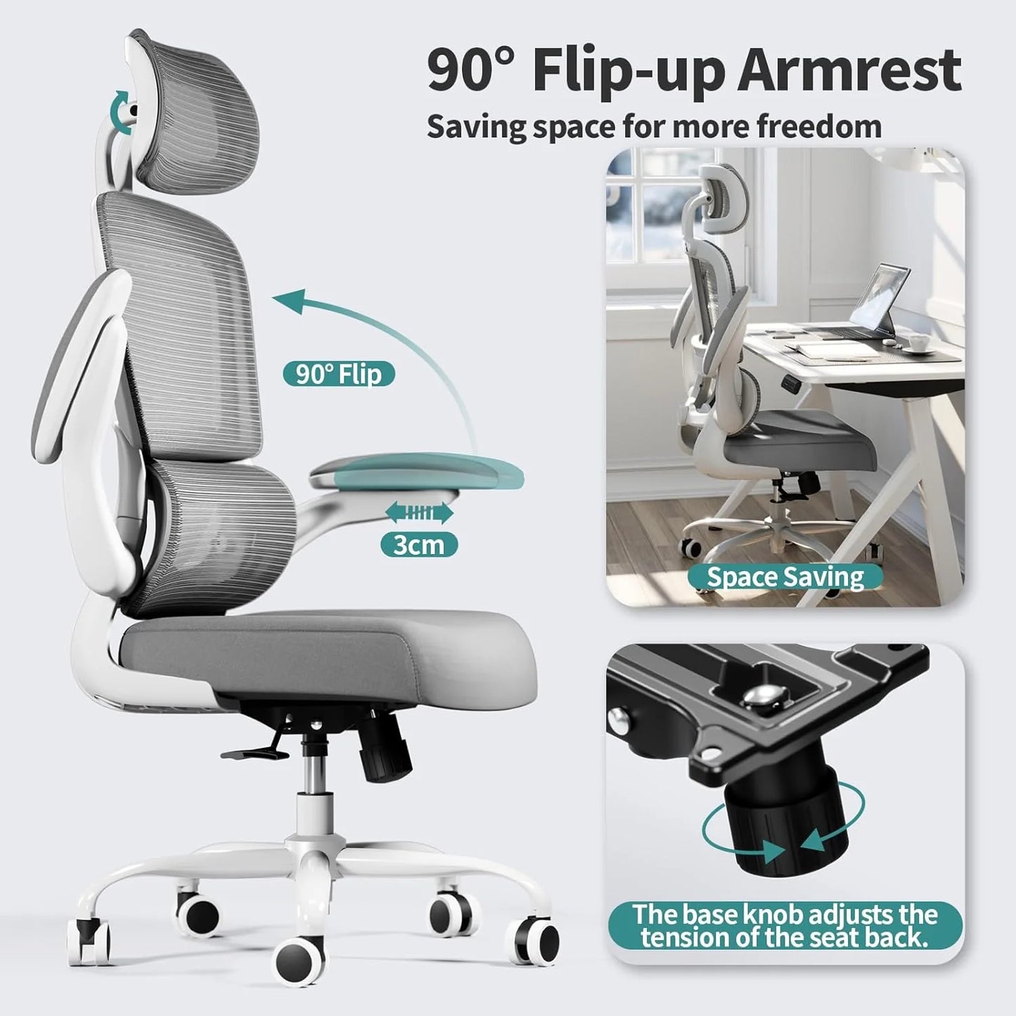 TRALT Office Chair Ergonomic Desk Chair 330 lbs Home Gaming Chair with Wheels