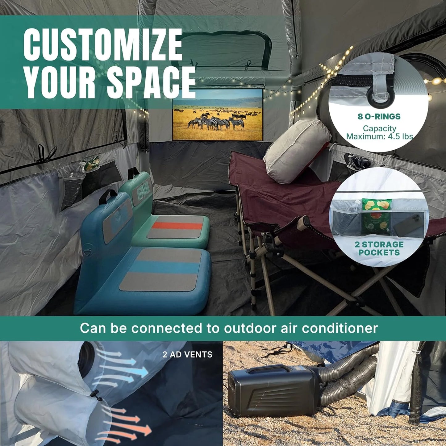 Truck Bed Tent 5.5ft-8ft, Suitable for 2+1 People/Family Inflatable Pickup Truck Tent