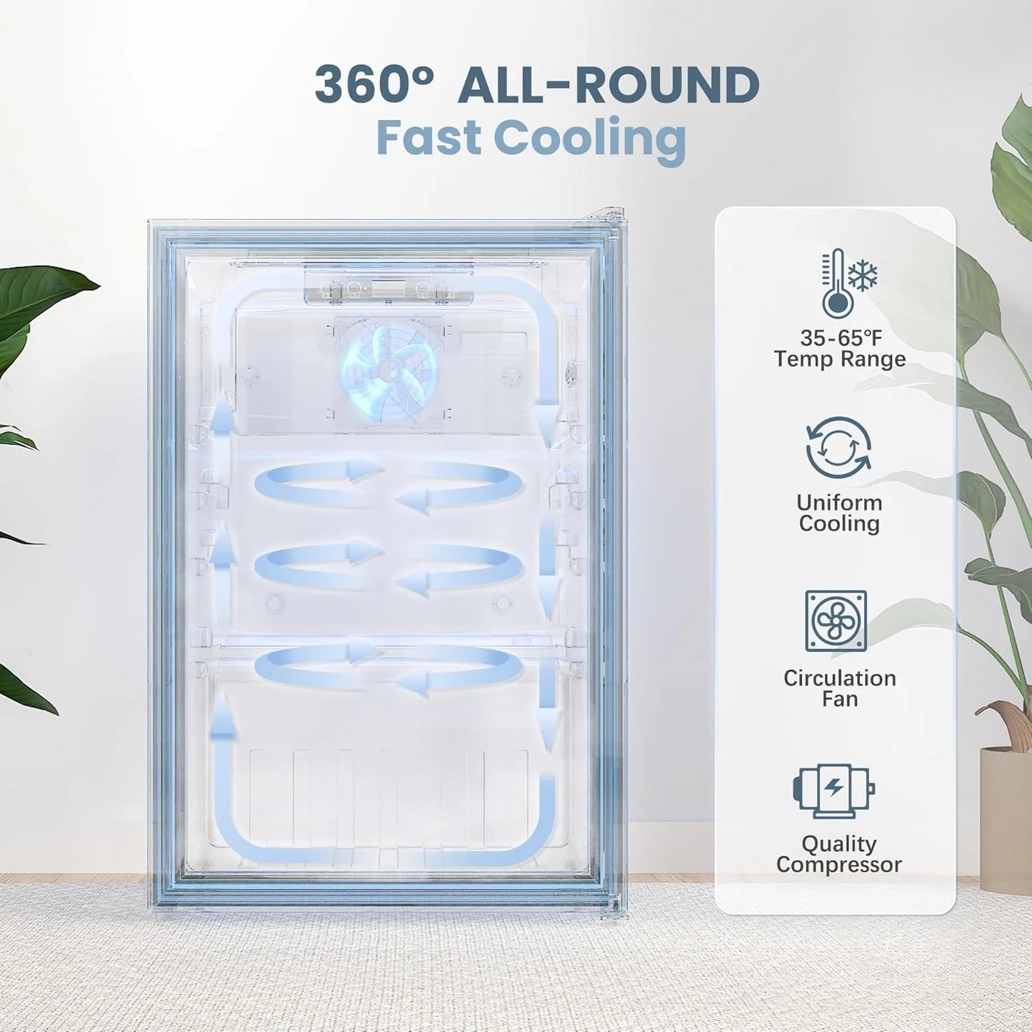 Beverage Refrigerator Cooler-120 Cans Freestanding Mini Fridge Cooler with Glass Door, Adjustable Shelves & Digital Temperature Display for Soda, Wine or Beer (Black, 3.2 Cu.Ft)