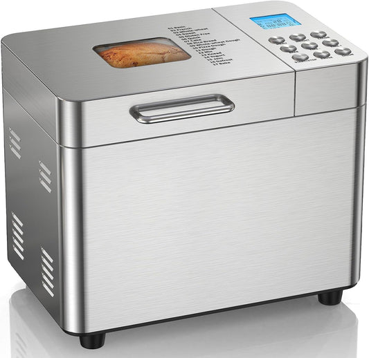 2LB Bread Maker, OSIPOTO 17-in-1 Automatic Stainless Steel Bread Maker