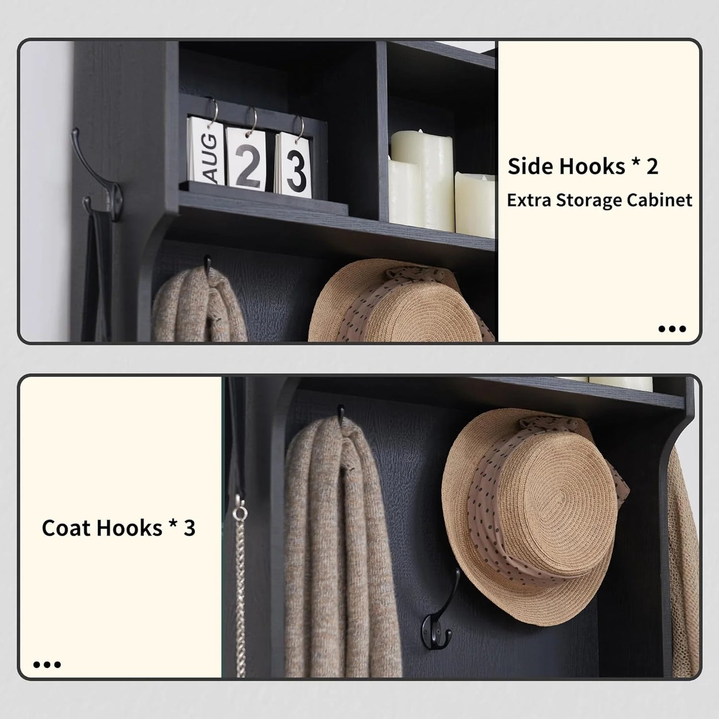 JXQTLINGMU 59-inch Farmhouse Foyer Tree with Shoe Storage, Entryway Bench Foyer Coat Rack Cabinet