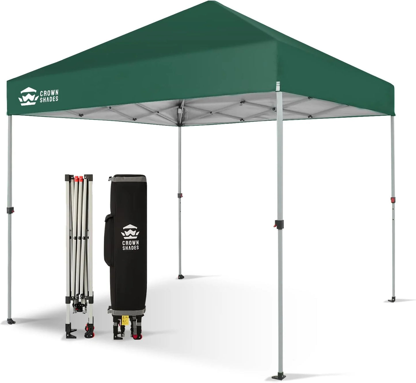 10x10 Pop-Up Awning - One-Click Installation Beach Tent - Outdoor Sunshade Silver Coated Top, 3 Heights and 4 Sand Pockets