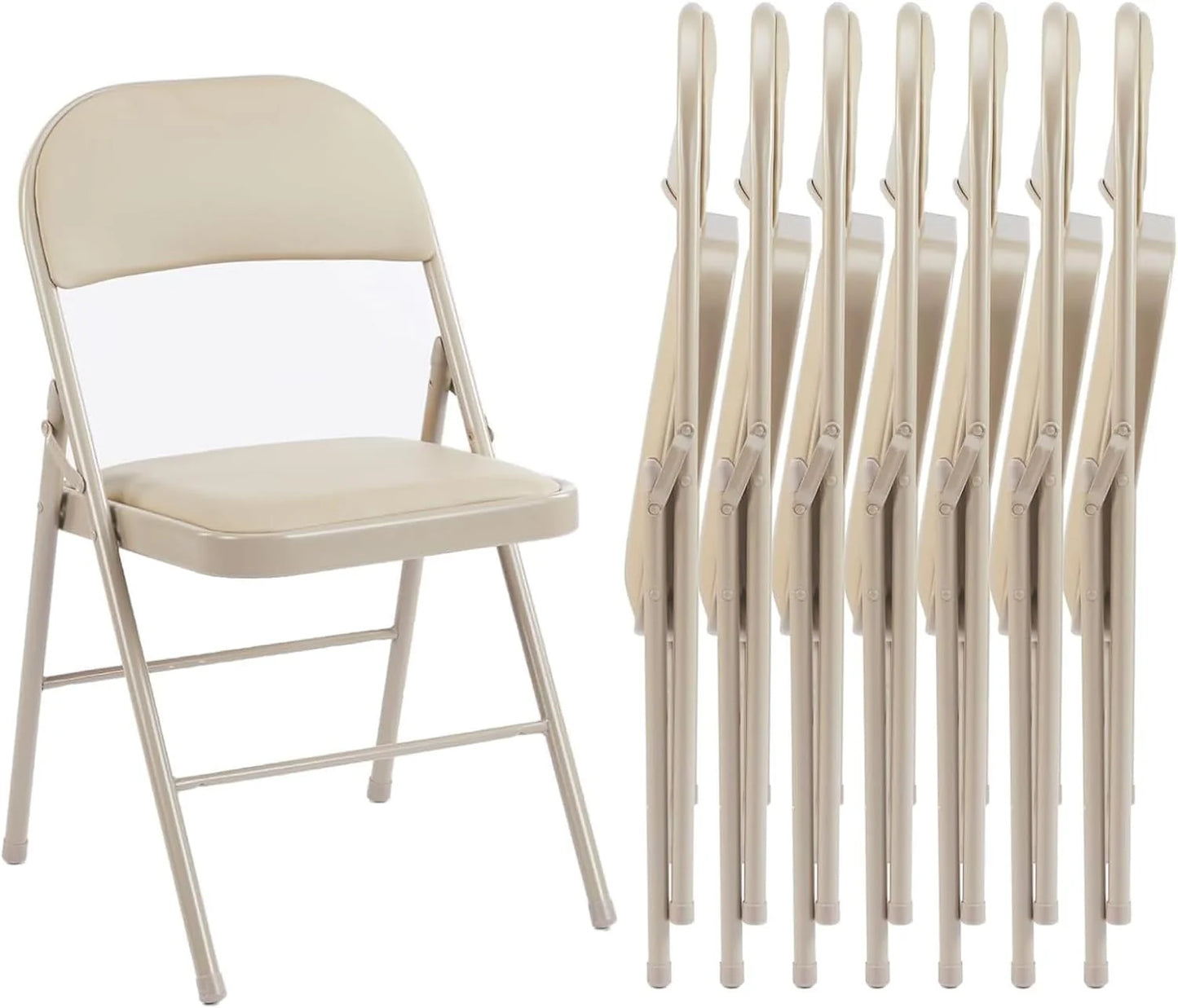 Sweetcrispy Folding Chair 12 Pack, Leather Padded Folding Chairs, Sturdy Metal Foldable Chairs