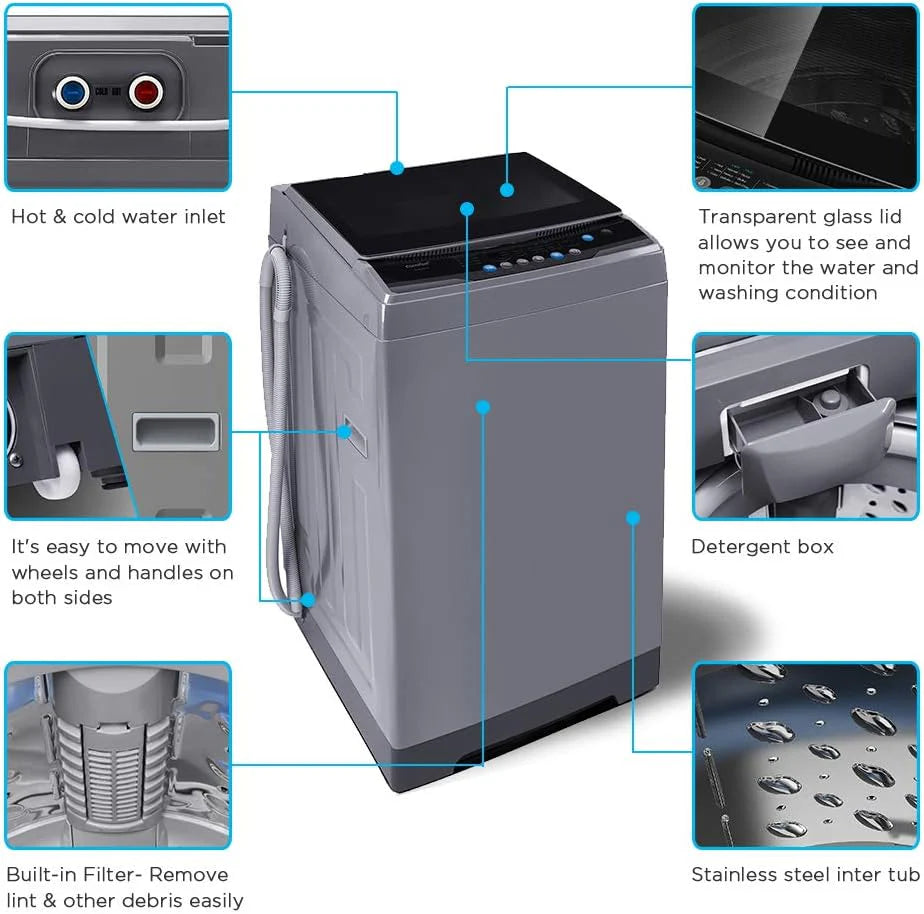 Comfee Portable Washing Machine, 0.9 Cubic Foot, with LED Display and Built-in Drum