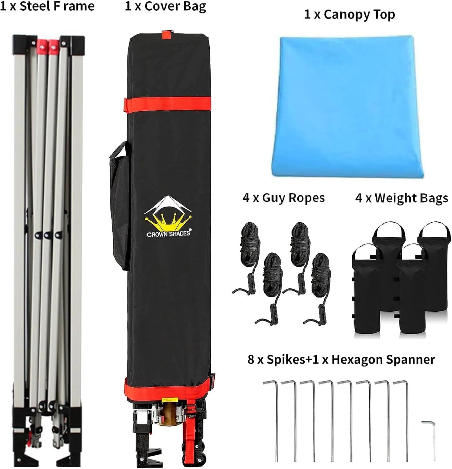 10x10 Pop-Up Awning - One-Click Installation Beach Tent - Outdoor Sunshade Silver Coated Top, 3 Heights and 4 Sand Pockets