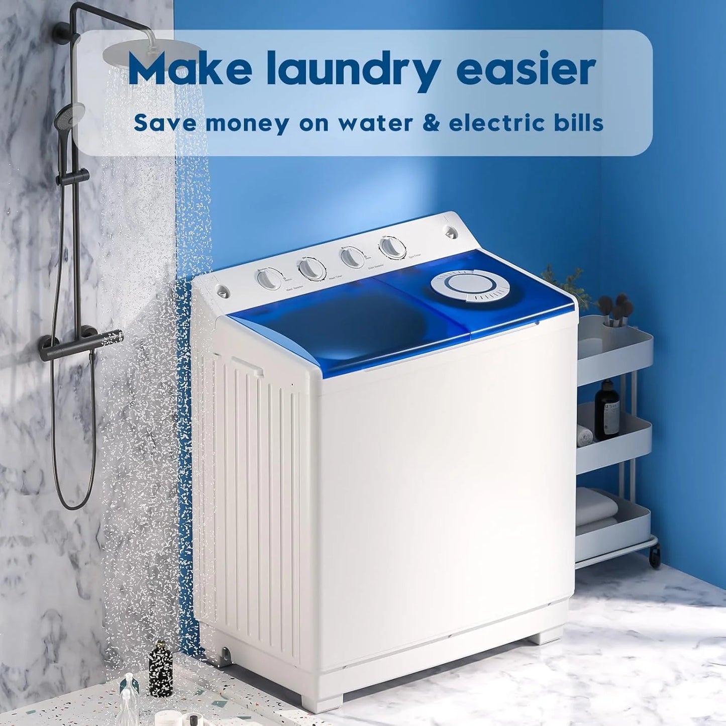 Auertech Portable Washing Machine 28lb Twin Tub Washing Machine Mini Compact Washing Machine with Drain Pump