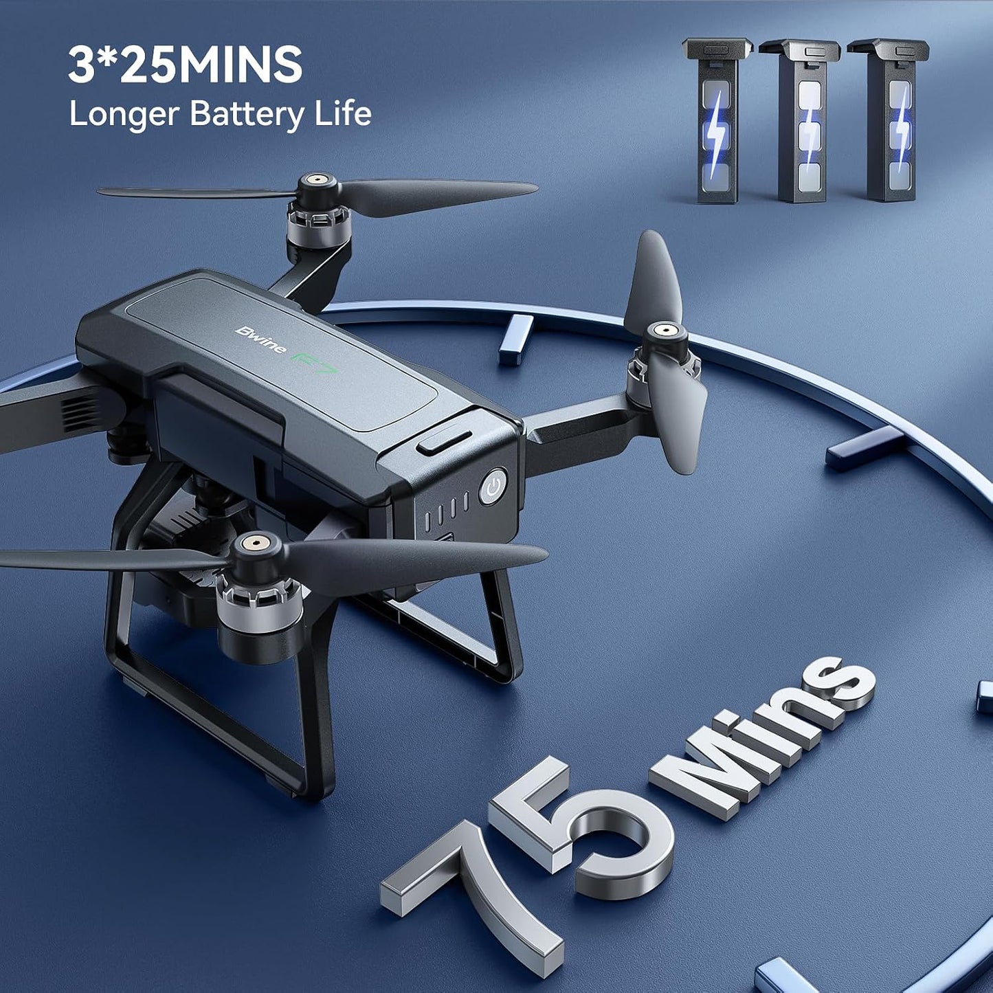 Adult-specific camera drone with 4K UHD aerial photography, 3-axis gimbal, 10,000-foot control, 3 batteries for 75 minutes of flight time, and GPS tracking