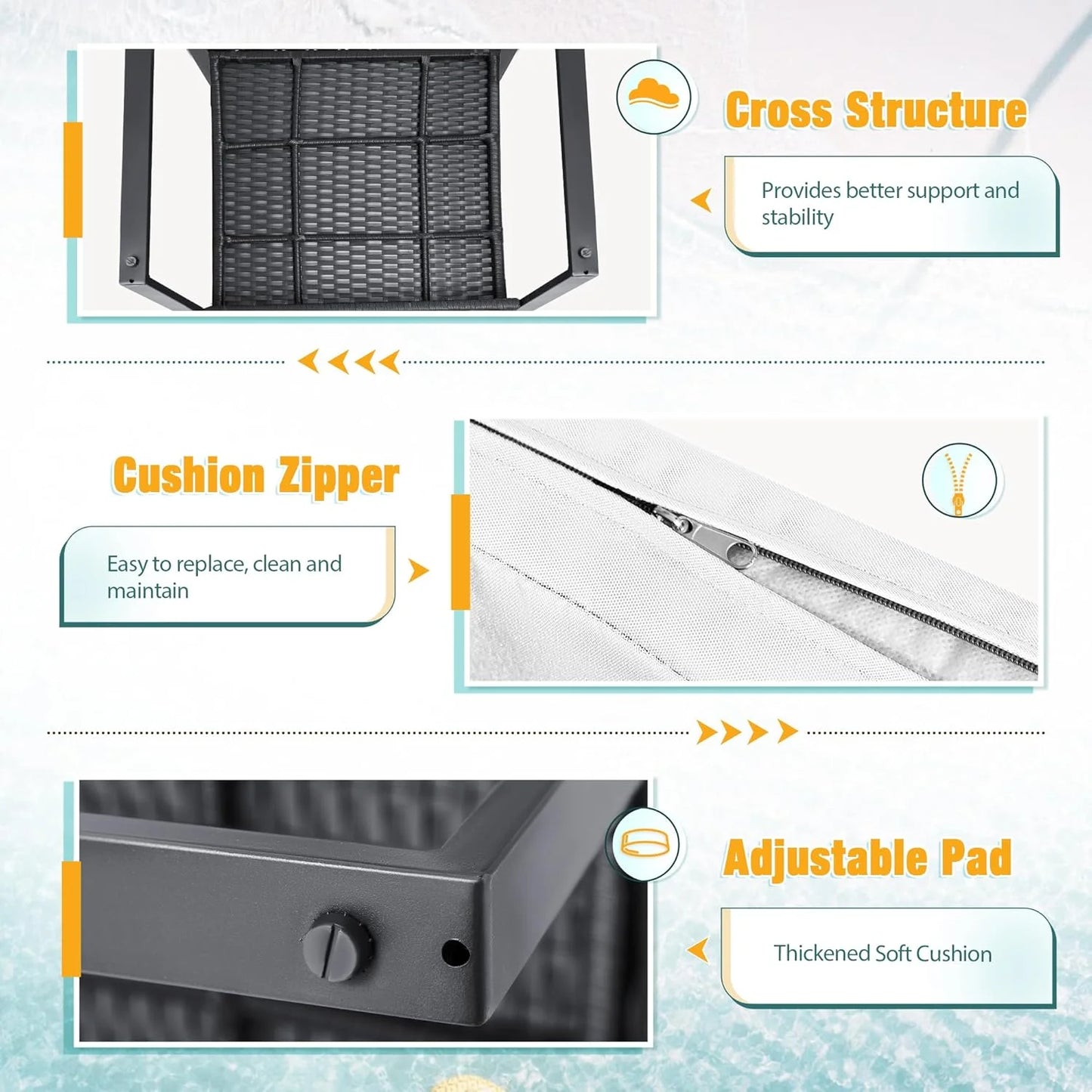 Flamaker 3 Pieces Patio Set Outdoor Wicker Furniture Sets Modern Rattan Chair Conversation Sets with Coffee Table for Yard and Bistro (Black)