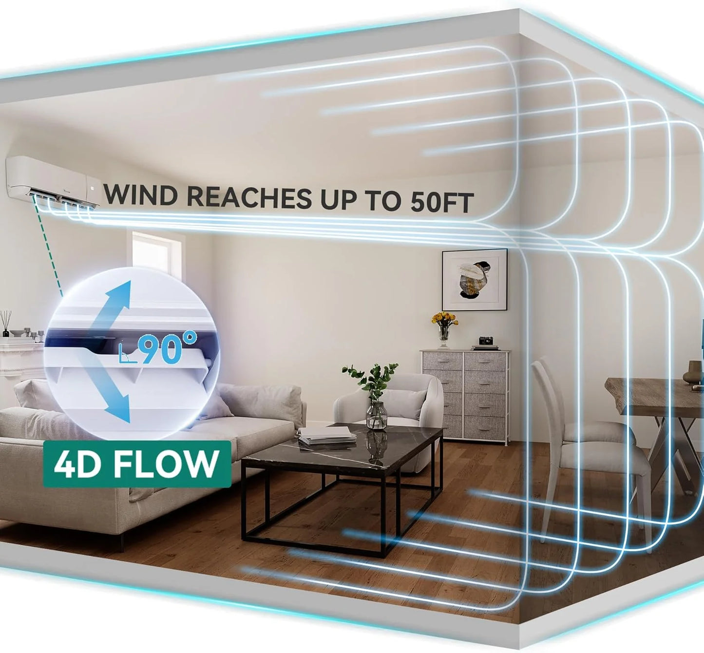 12000 BTU Mini Split Air Conditioner Heat Pump System, Wifi Enabled 20 SEER2 115V Inverter Ductless AC Cool Up to 750 Sq. Ft, Compatible with Alexa, Complete Installation Kit, White