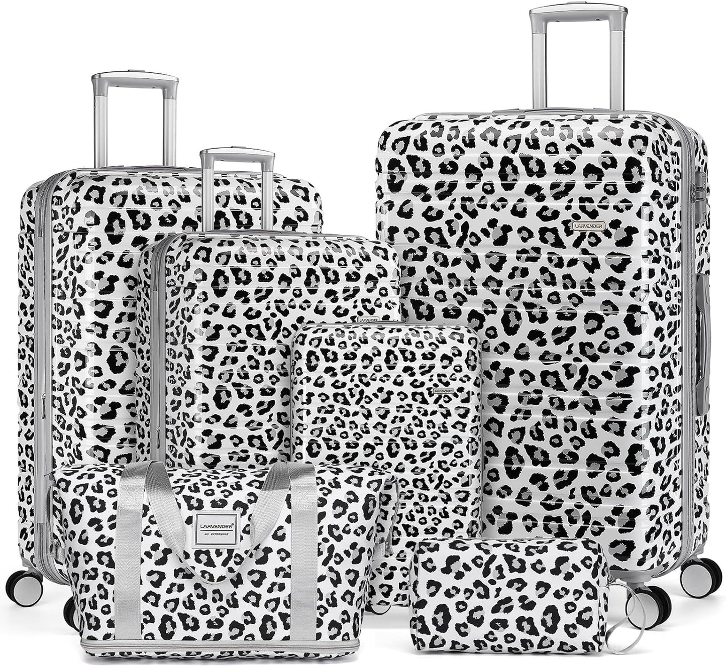 6-piece luggage set, expandable hardshell suitcase set with spinner wheels, lightweight rolling luggage set