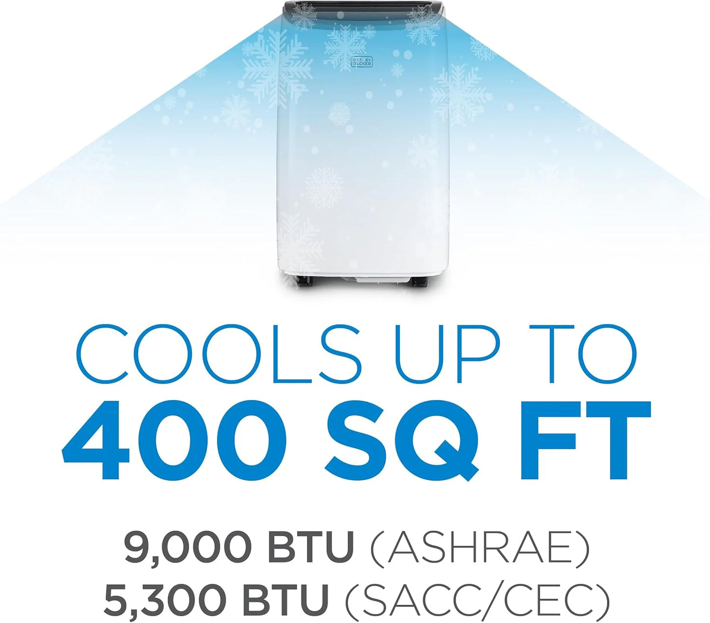 BLACK+DECKER 10,000 BTU Portable Air Conditioner for Rooms up to 450 Sq. with Remote Control, White