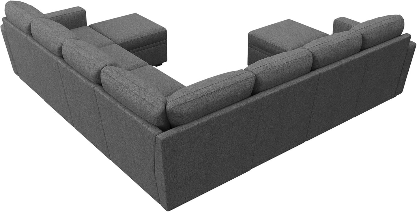 HONBAY Modular Sectional Sleeper Sofa with Pull Out Bed, L Shaped Couch with Storage Seat, Convertible Sectional Couches for Living Room