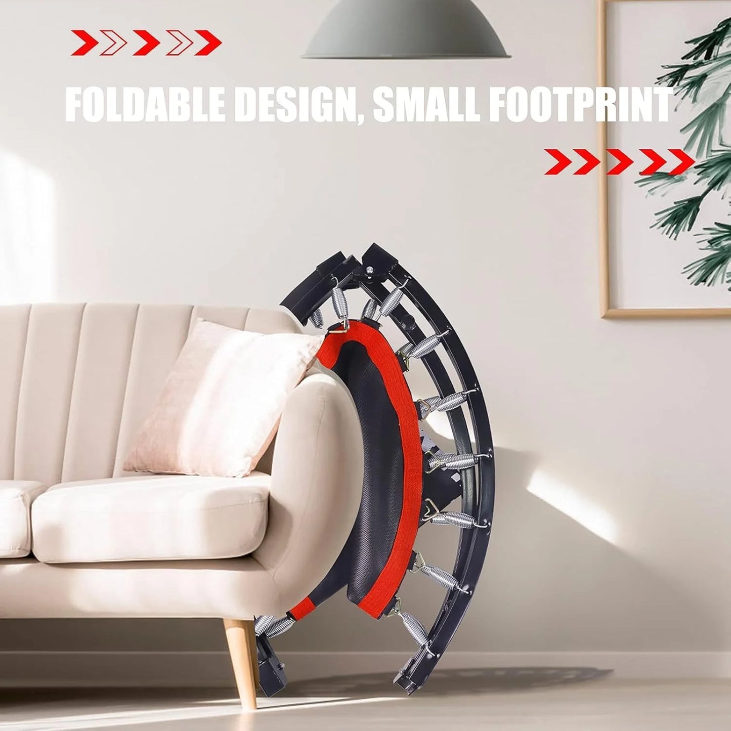 Kanchimi 40" 48" Folding Mini Fitness Indoor Exercise Workout Rebounder Trampoline with Handle, Max Load 330lbs