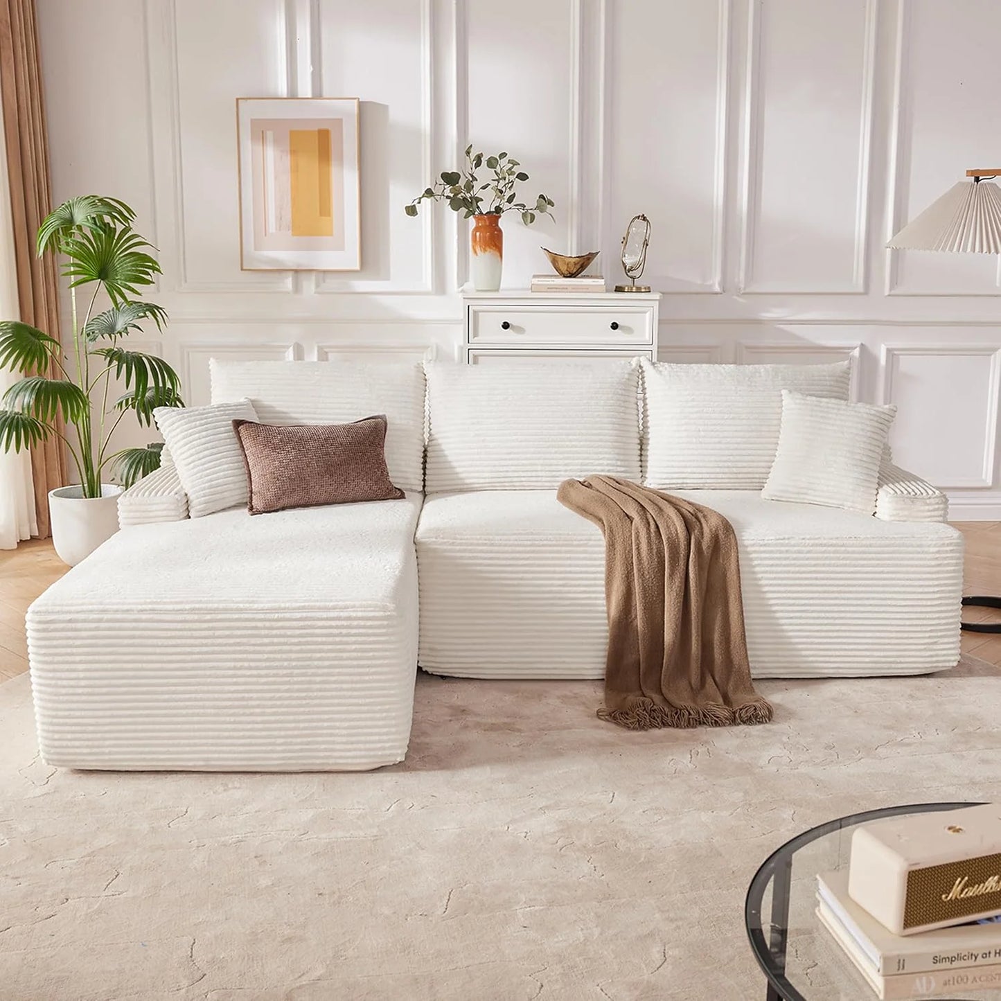 110-inch cloud sofa, boneless sofa in the living room, modular sofa with deep seats