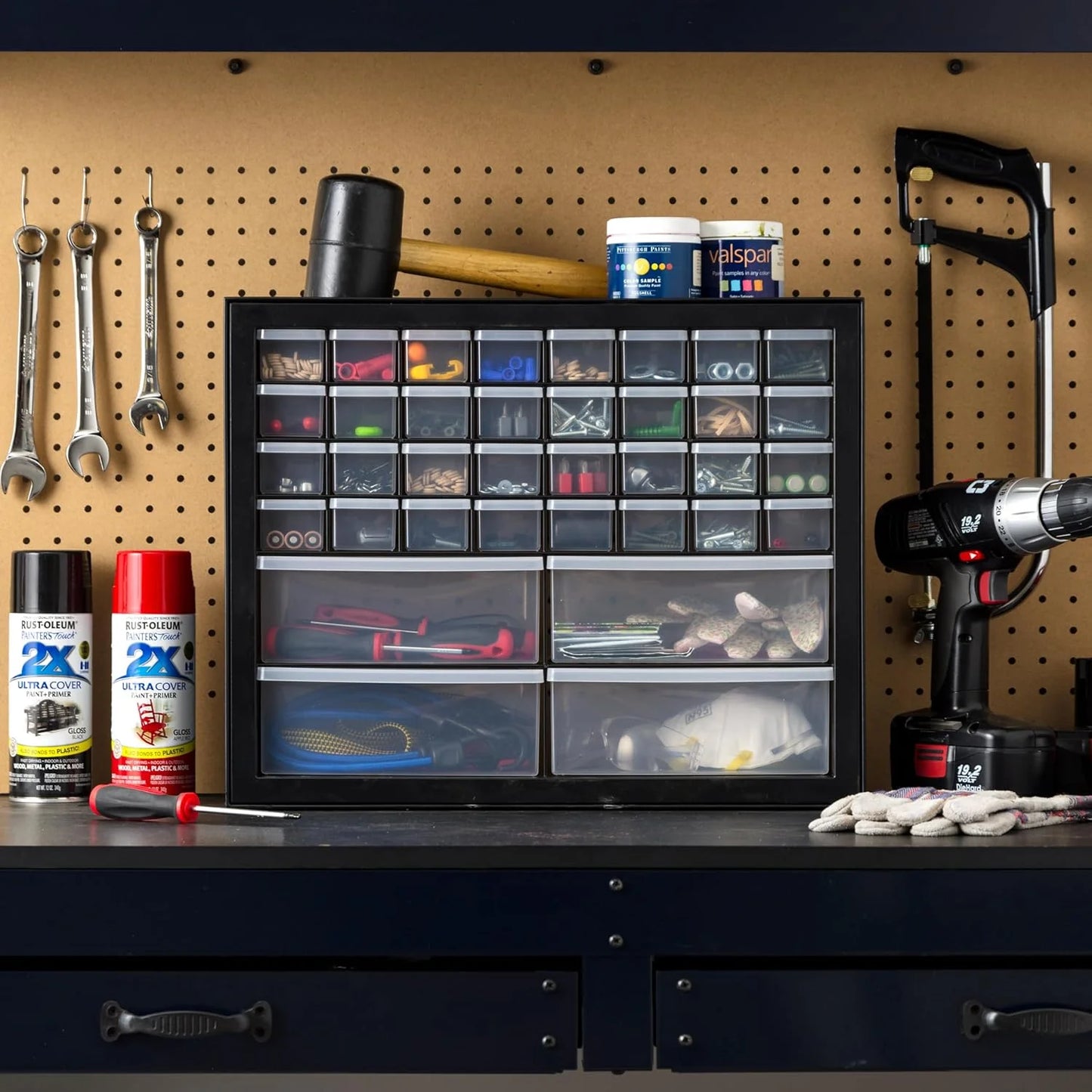 IRIS USA Screw Tool Organizer Small Parts Cabinet Chest, 44-Drawer Hardware Electronics Nuts Bolts Storage Drawers Organization Toolbox Garage Craft Business Teacher Beads Scrapbook Art Hobby - Black