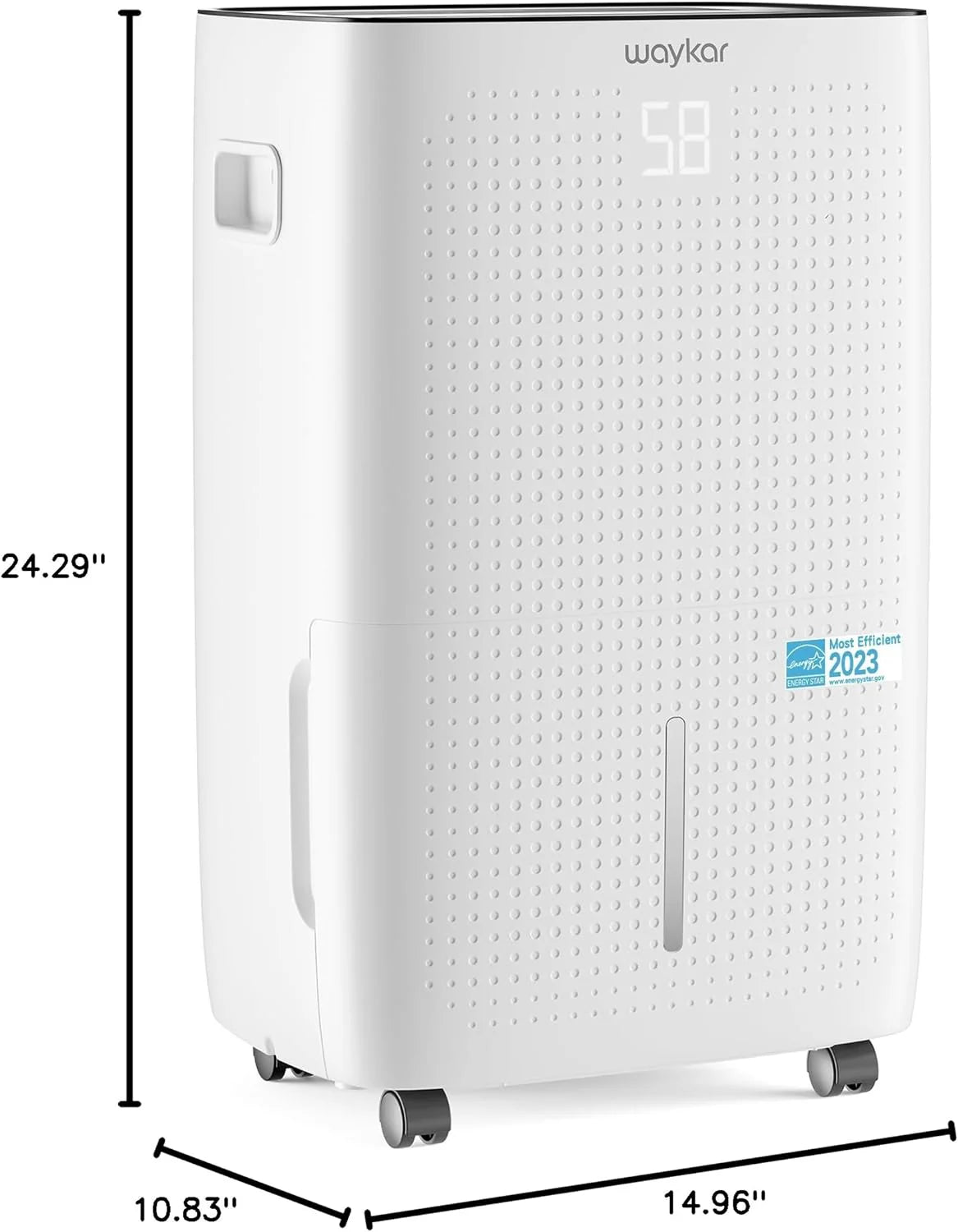 Waykar 2000 Sq. Ft Dehumidifier for Home and Basements, with Auto or Manual Drainage, 0.66 Gallon Water Tank Capacity