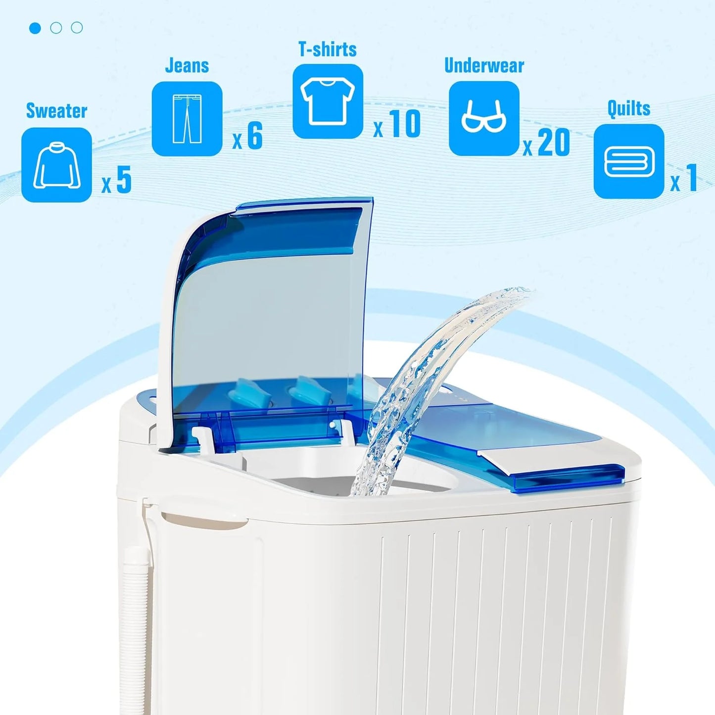 INTERGREAT Portable Washing Machine 16 lb Twin Tub Washing Machine