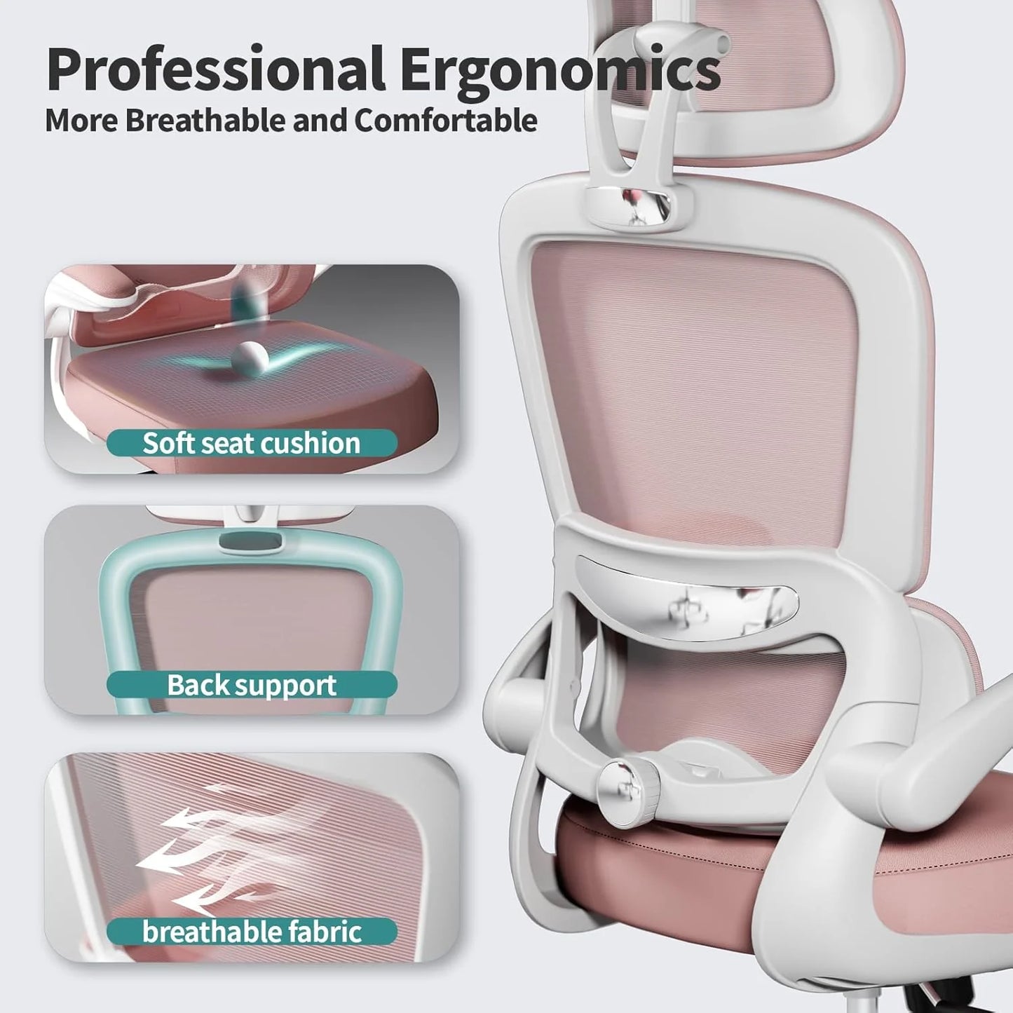 TRALT Office Chair Ergonomic Desk Chair 330 lbs Home Gaming Chair with Wheels