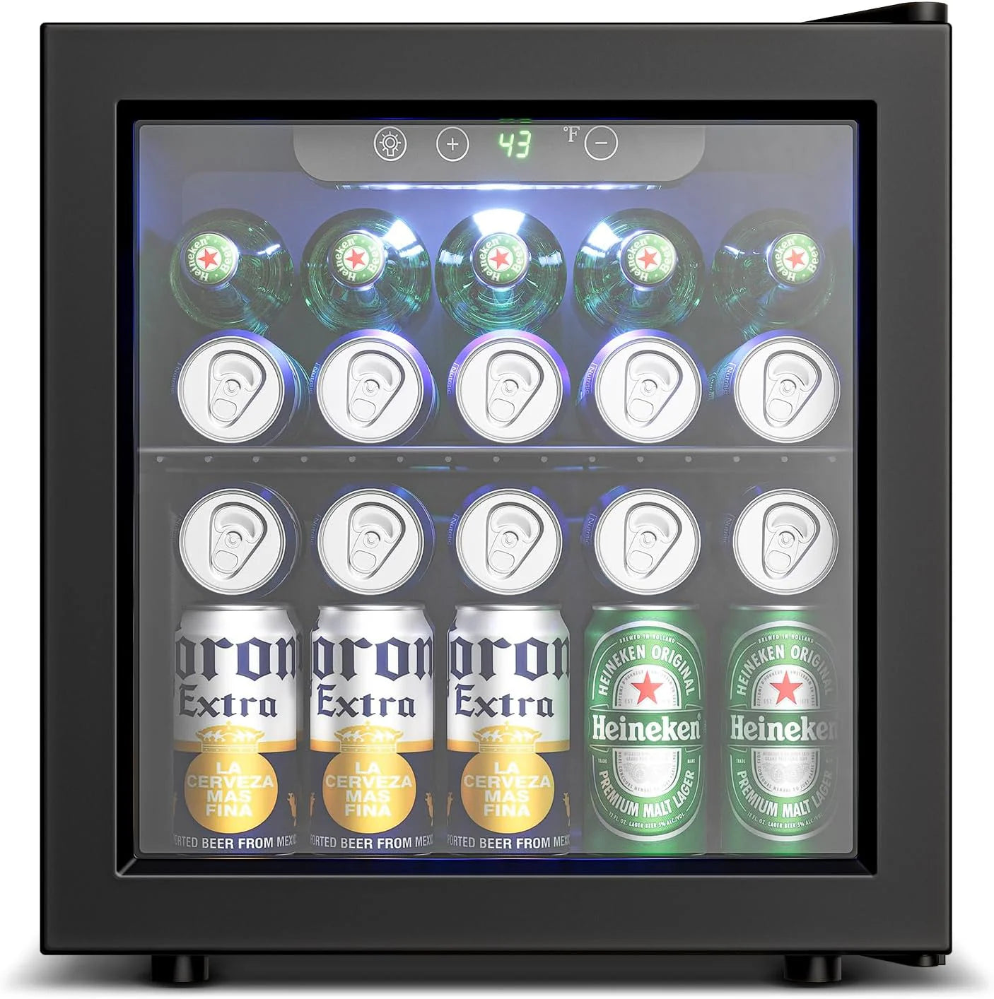 Beverage Refrigerator Cooler - 126 Can Mini Fridge Glass Door for Drinks Soda Beer Wine - Small Refrigerator for Office Bedroom Home Bar, 4 Adjustable Shelves, 3.2 Cu.Ft, Silver