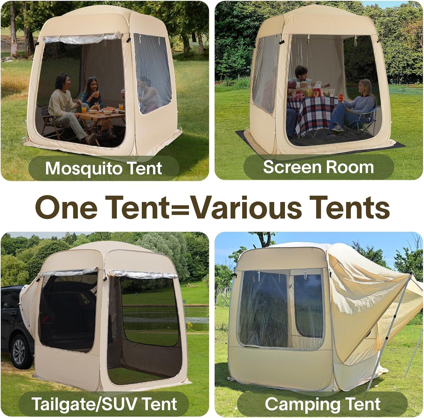 Screen gazebo, sleeps 6-10-15 people Igloo-style canopy tent with mosquito net on the sides Perfect for garden, patio, backyard
