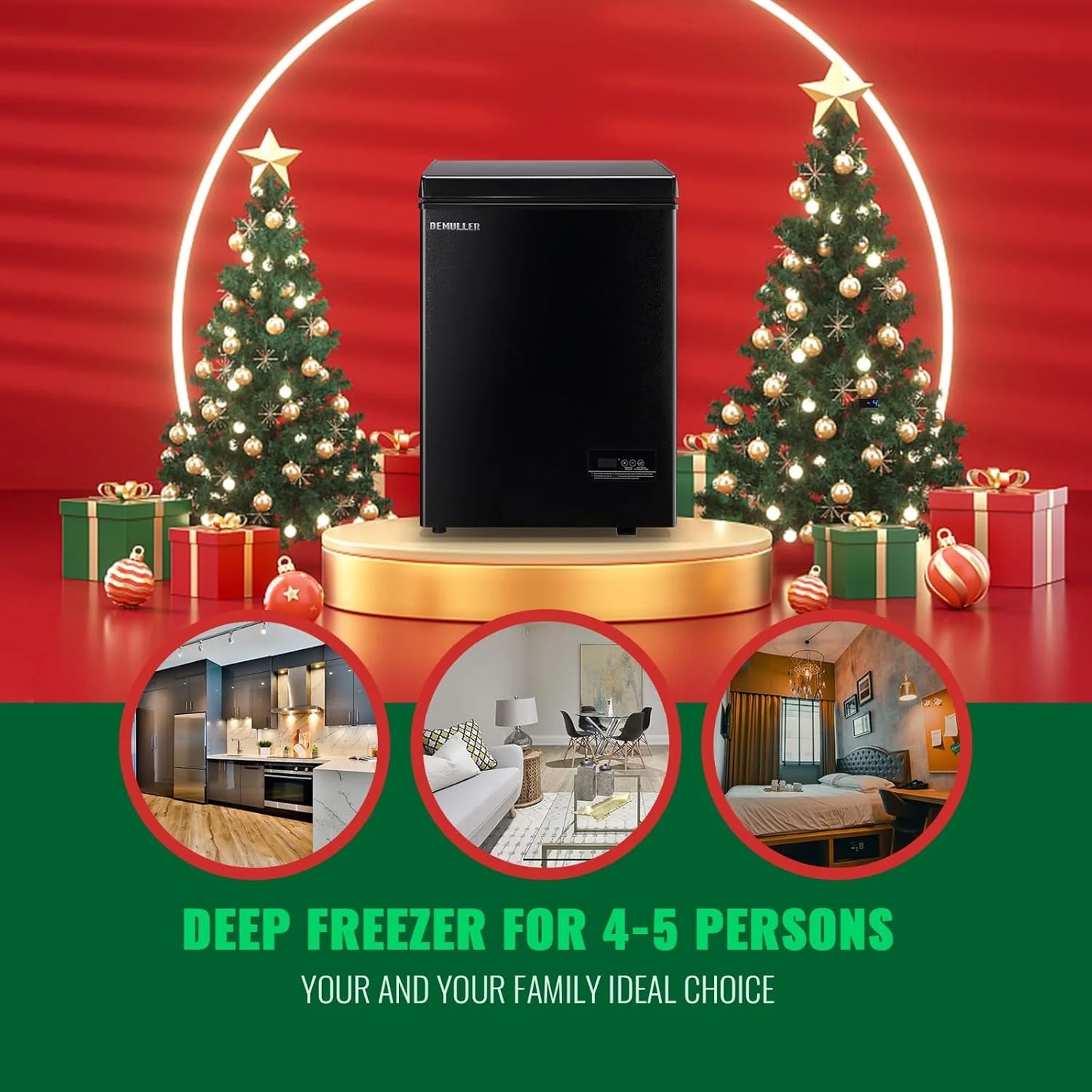 Chest Freezer 5.0Cubic Feet Deep Freezer Freestanding Freezers with 2 Removable Stainless Steel Basket, Mini Freezer Top Open Door Compact Freezer with Electronic Control 41℉ to -15℉BLACK