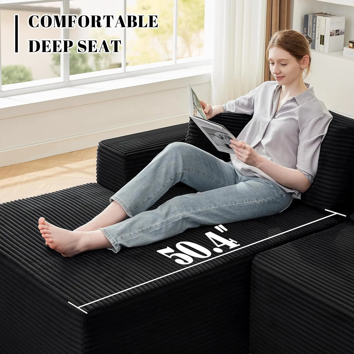 110-inch cloud sofa, boneless sofa in the living room, modular sofa with deep seats