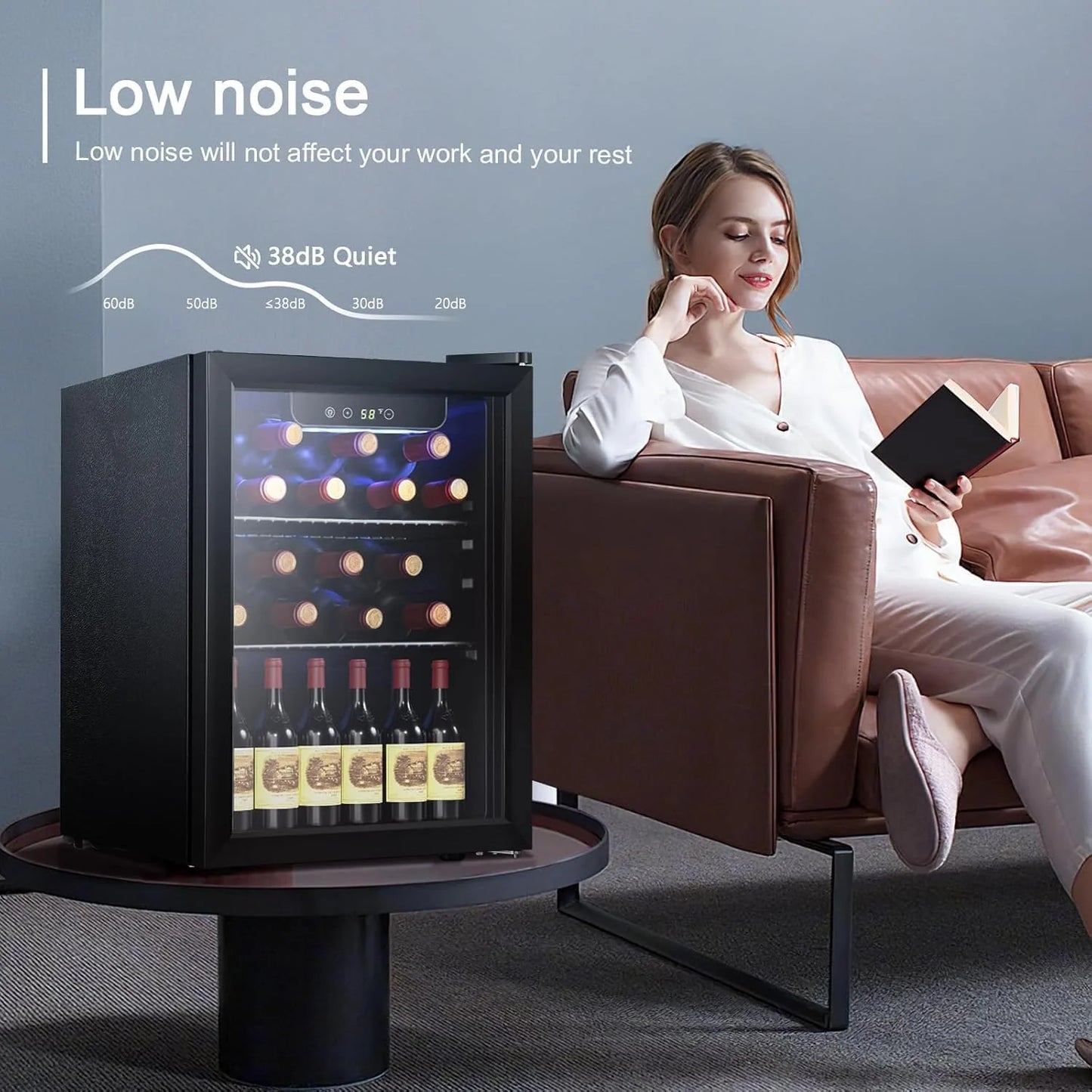 Antarctic Star 26 Bottle 130 Can Wine Cooler/Cabinet Beverage Refrigerator Mini Wine Cellar Beer Soda Clear Glass Door Bar Fridge Quiet Compressor Adjust Temp Freestanding Indoor Use 3.2cu.ft Black