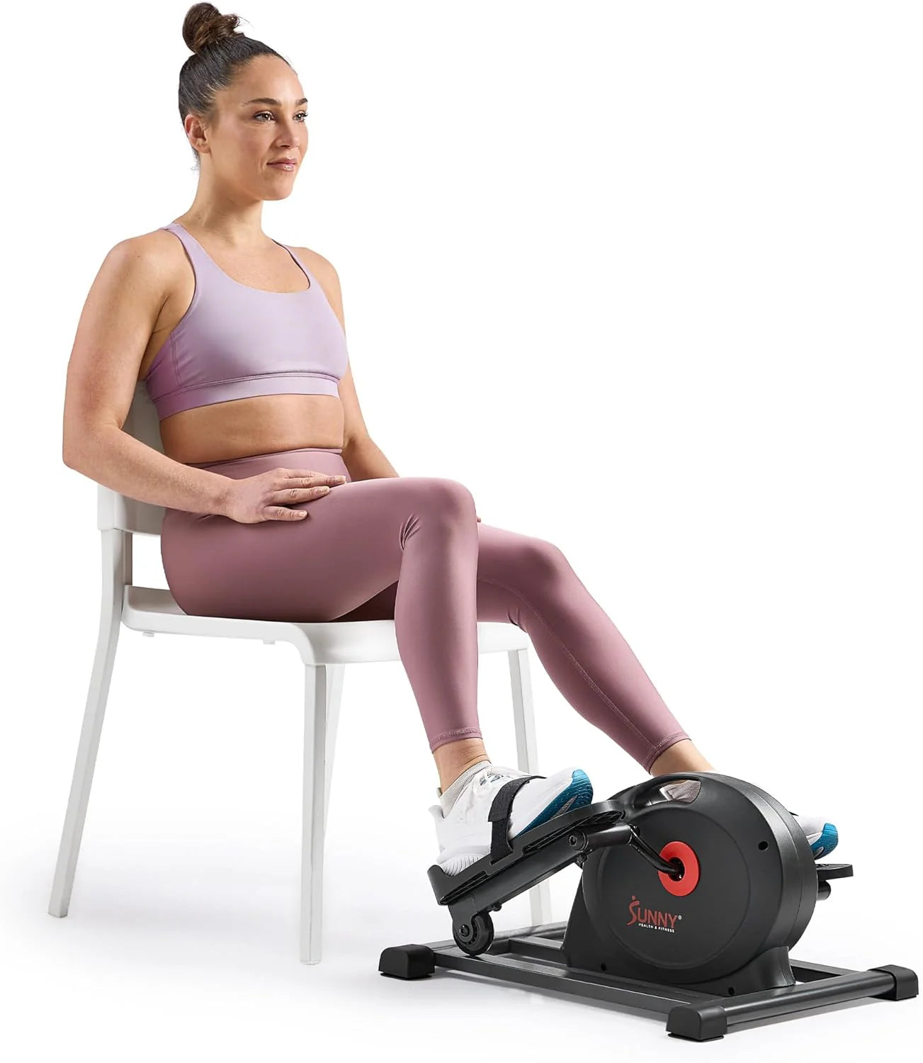 Sunny Health & Fitness Smart Mini Elliptical Trainer, Indoor Under-Desk Pedal Exerciser for Seniors’ Mobility & Cardio Workout, Free SunnyFit App Bluetooth Link, Optional Motorized w/Remote Control