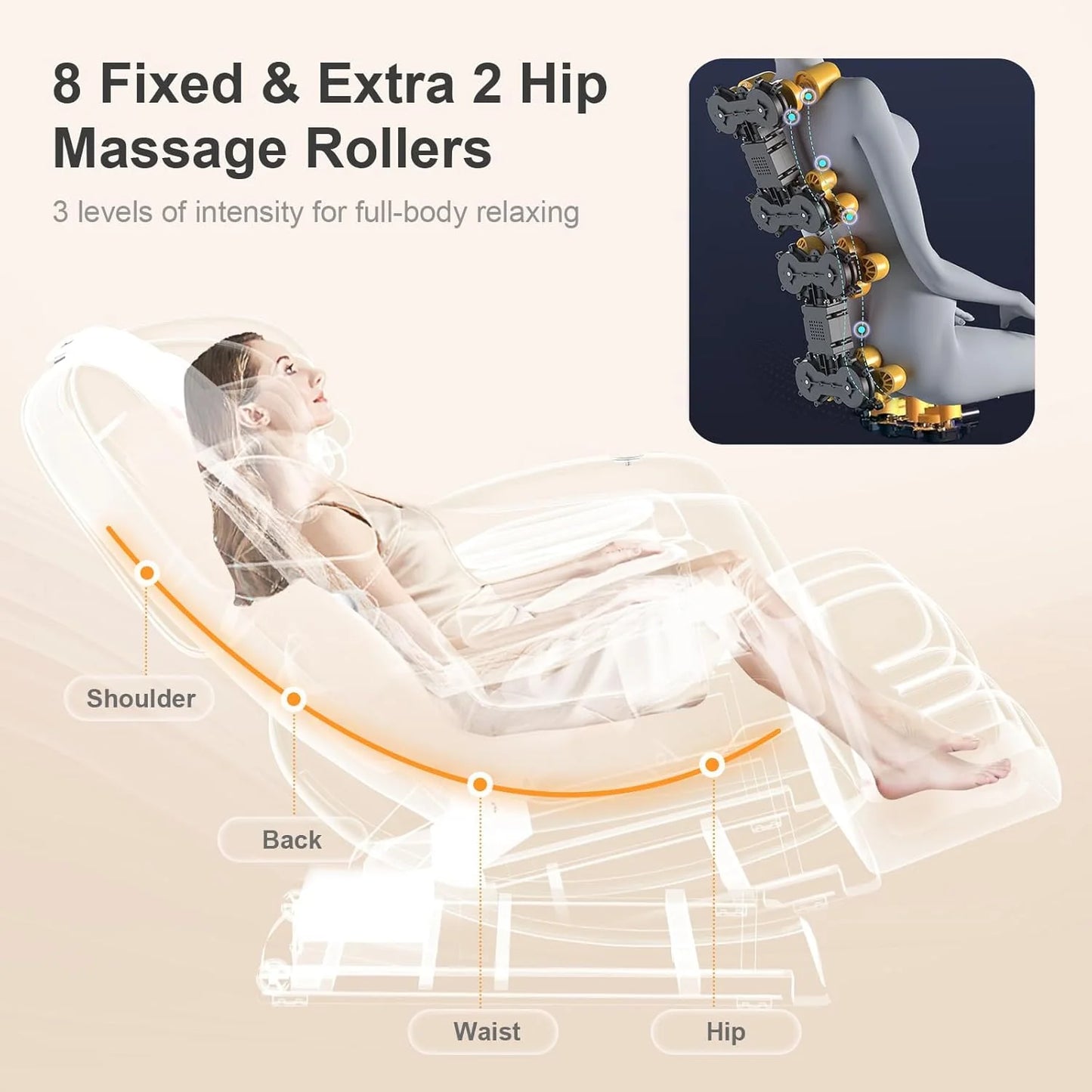 Full Body Massage Chair, Zero Gravity Massage Chair with 10 Fixed Rollers, Heating, Foot Massage
