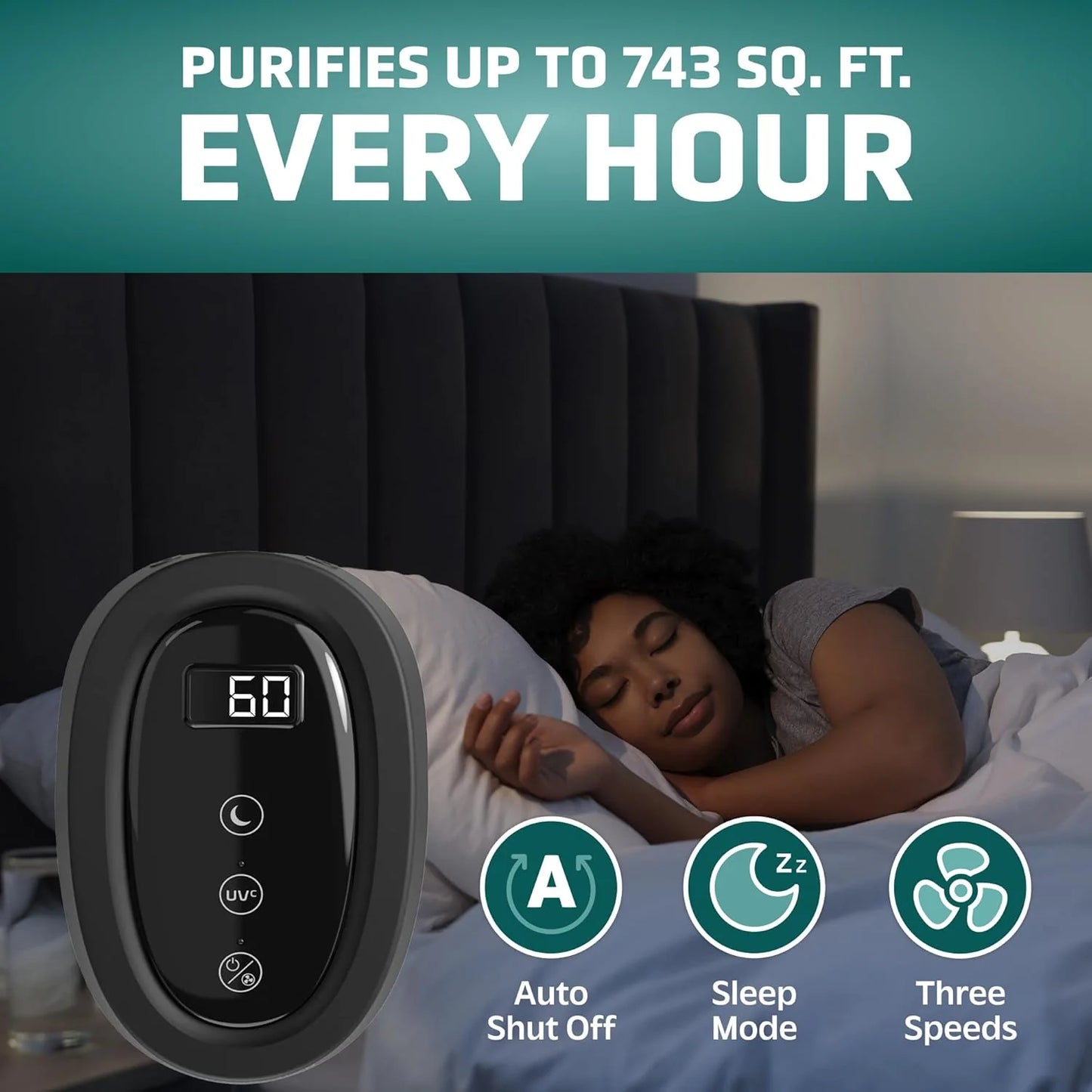 Home air purifier with HEPA pure filter