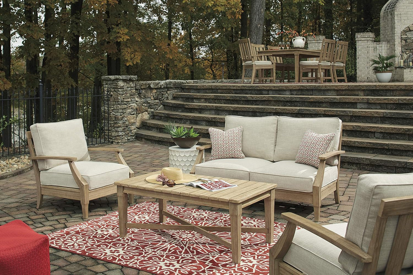 Coastal view outdoor terrace eucalyptus sofa
