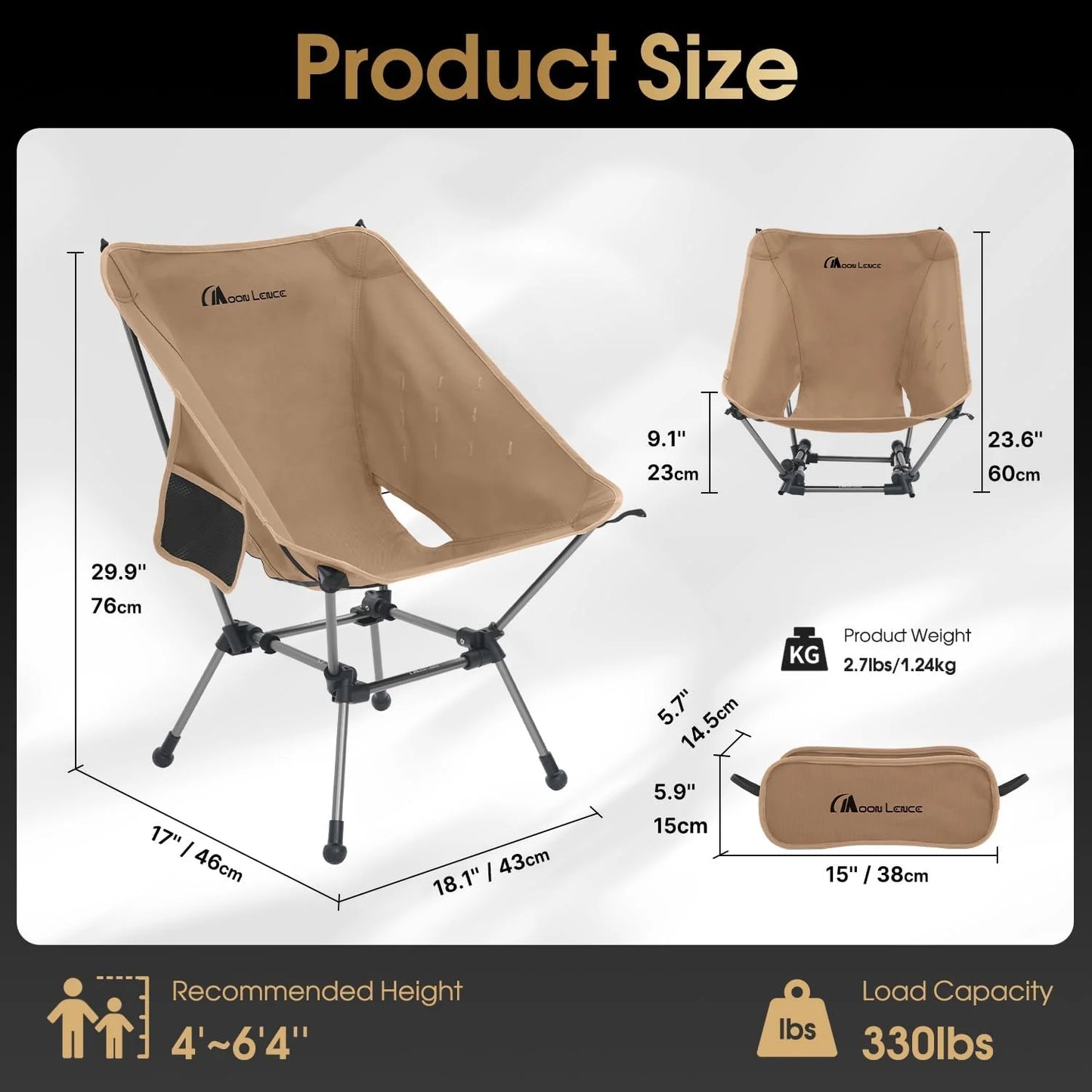 Portable Camping Chair Plus Folding Chair for Backpacking and Hiking