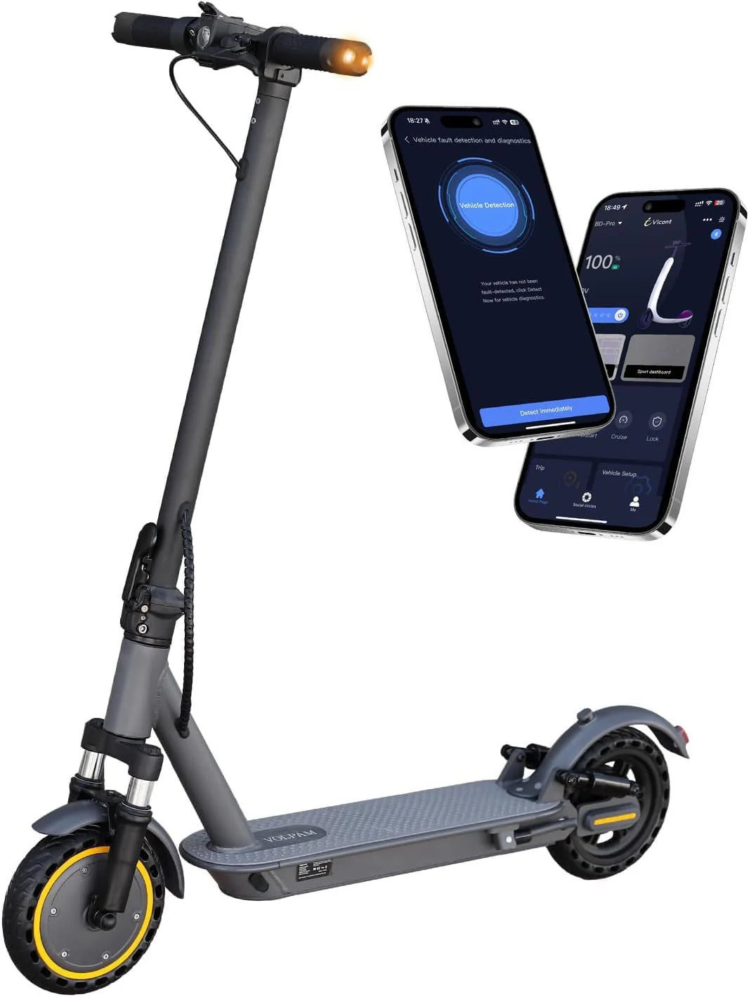 Electric Scooter, 350W/500W Powerful Motor, 8.5"/10" Solid Tires, 19/22Mph, 28/21/12 Miles Range,Dual Braking
