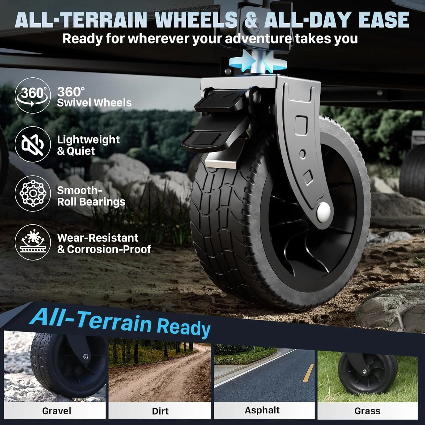 48" Extra Large Folding Travel Cart, 560 lb Capacity, 350 L Heavy Duty Utility Cart with Brakes and All-Terrain Wheels