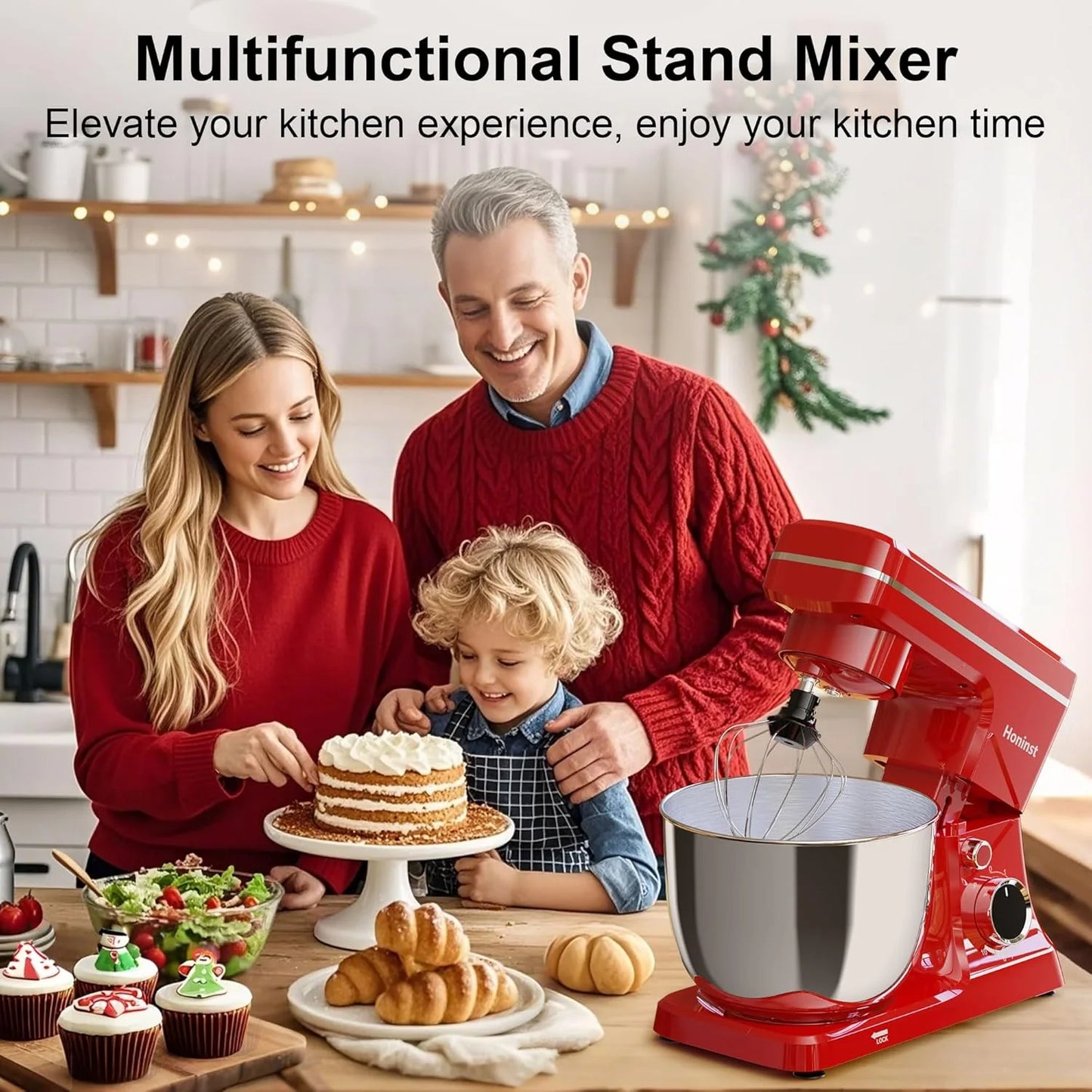10-Speed Stand Mixer with 8-in-1 Splash Guard, Tilt Head, 6-Quart Stainless Steel Bowl + Dishwasher-Safe Dough Hook/Whisk/Blender/Scraper