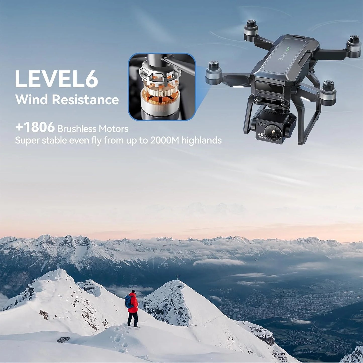 Adult-specific camera drone with 4K UHD aerial photography, 3-axis gimbal, 10,000-foot control, 3 batteries for 75 minutes of flight time, and GPS tracking