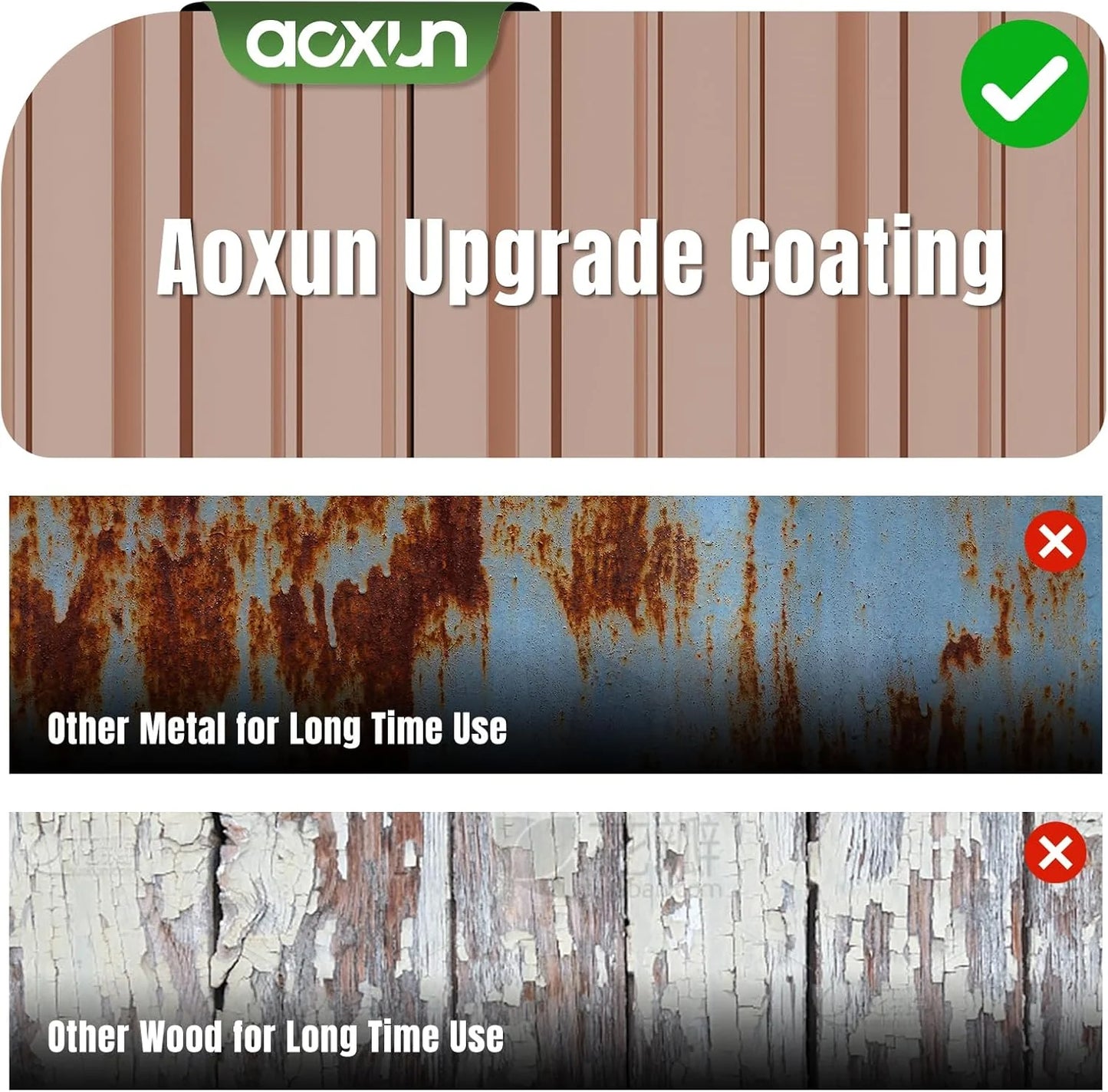 Aoxun 6.2x4 FT Shed Outdoor Storage Shed Metal Garden Shed with Lockable Doors & Slooping Roof Tool Shed Bike Shed for Backyard, Patio, Poolside (Brown)