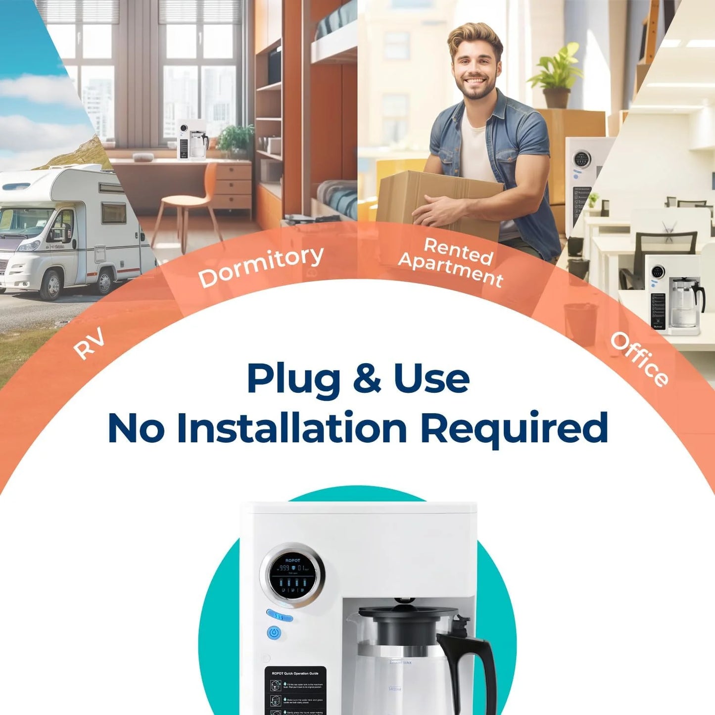 Bluevua RO100ROPOT-UV Reverse Osmosis System Countertop Water Purifier - 6-stage purification with UV and remineralization, reverse osmosis filtration