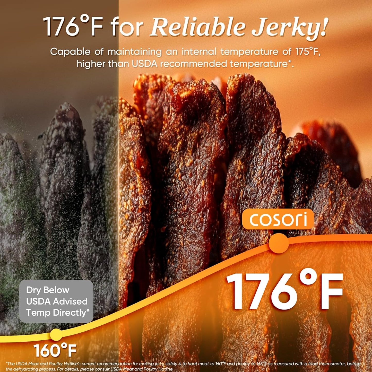 COSORI Food Dehydrator, Bigger Than 7 Trays With Large 6.5" Drying Space, 600W Power Saves More Time Than 480W, 165°F Dehydrated Dryer