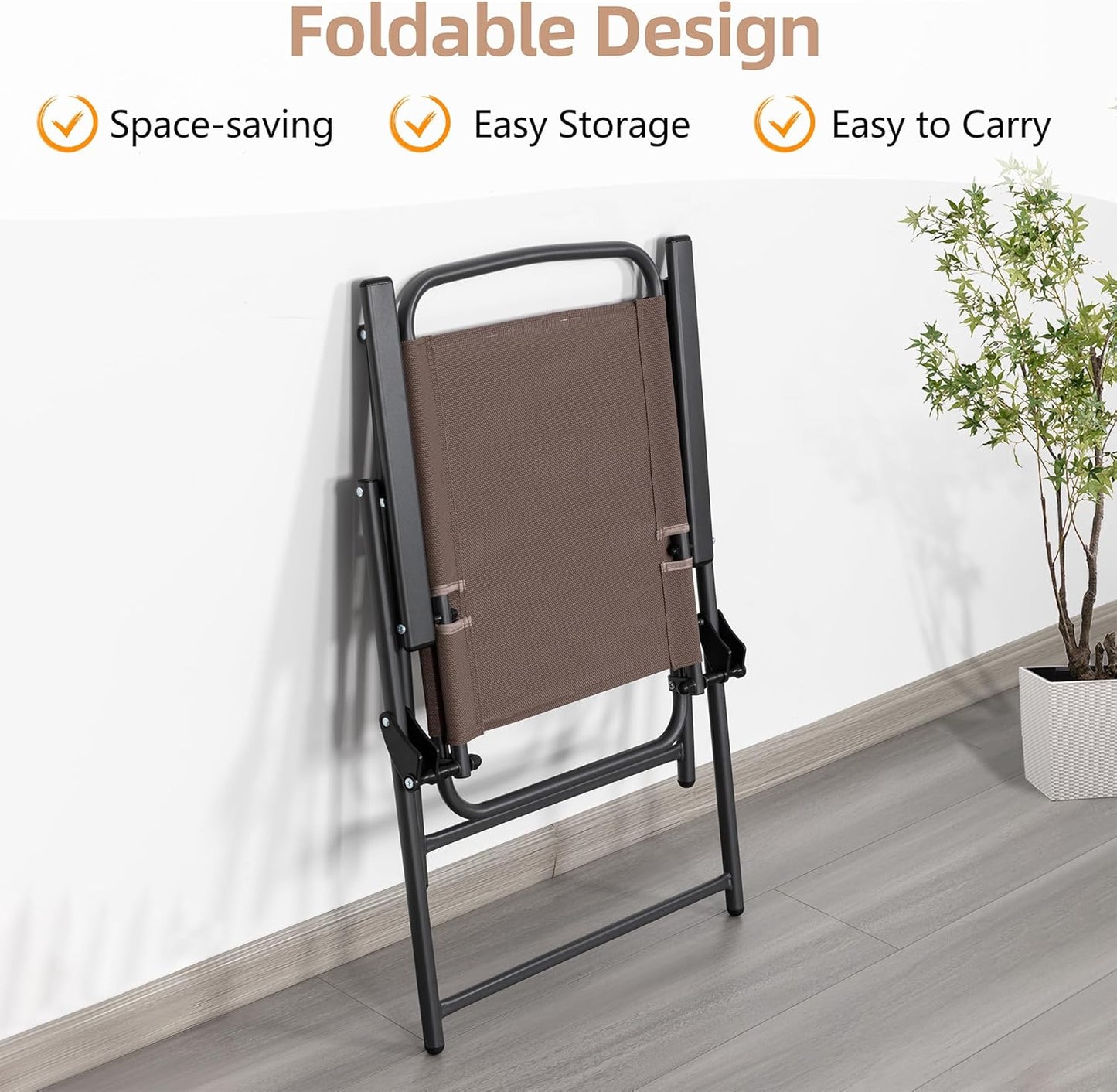 Vongrasig 6 Piece Folding Patio Dining Set,Small Metal Outdoor Garden Patio Table and Chair Set w/Umbrella for Lawn,Deck,Backyard,Black