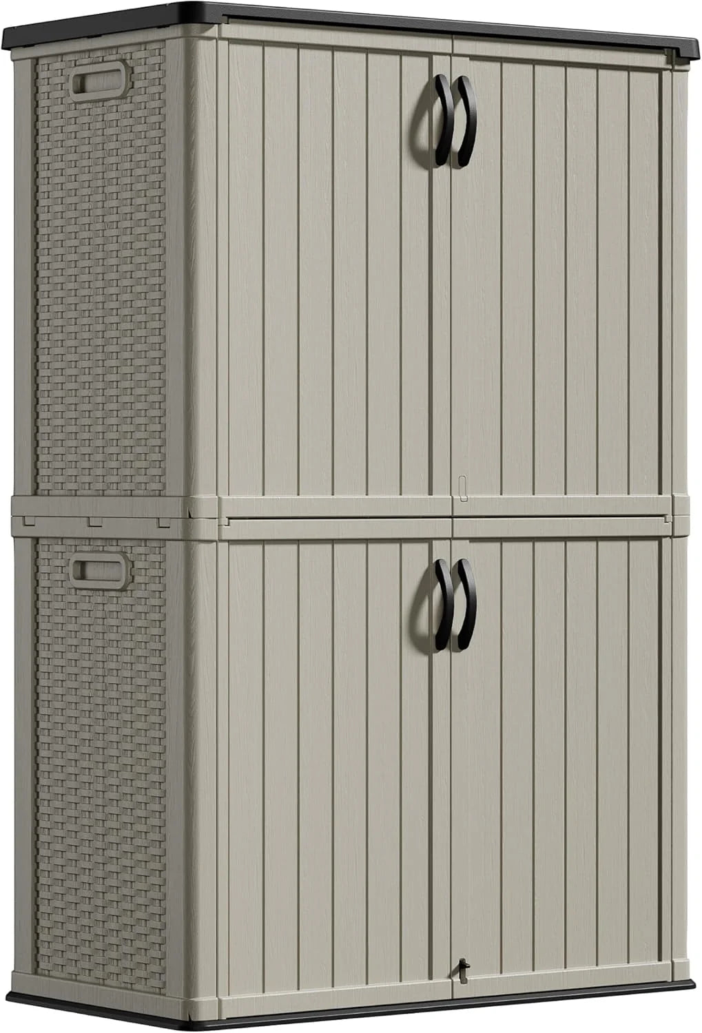 Greesum Outdoor Horizontal Storage Shed 27 Cu.ft Resin Large Storage Box for Garden, Patio, Backyard