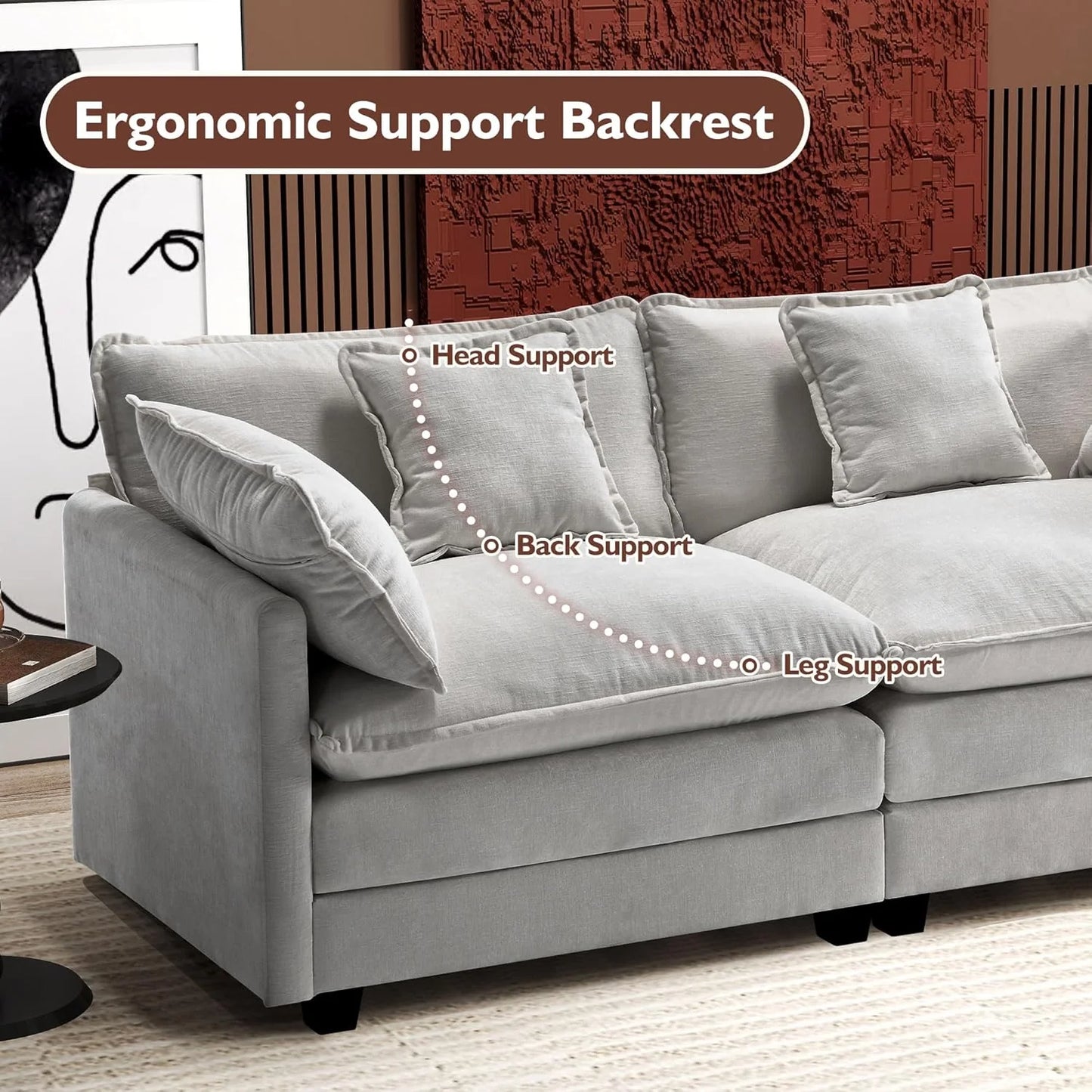 ihanherry 146-inch U-shaped modern sofa modular area cloud sofa